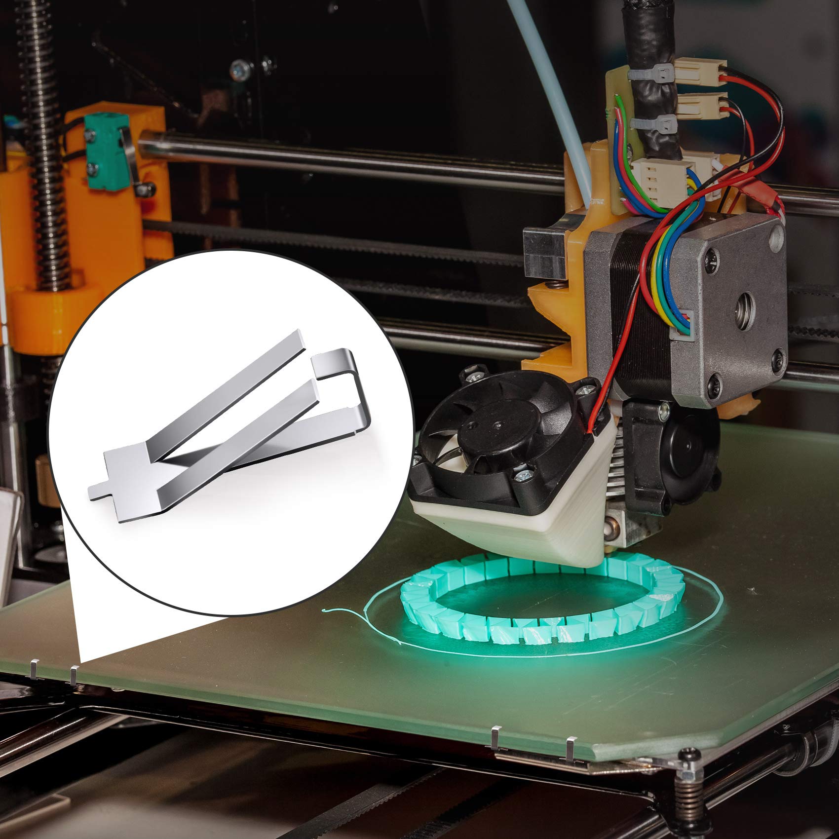 Pagow 20Pcs Glass Bed Spring Turn Clips For Ender 3 Pro, Ender 3S, Ender 5 Pro, Cr 20 Pro, Cr 10S Pro 3D Printer