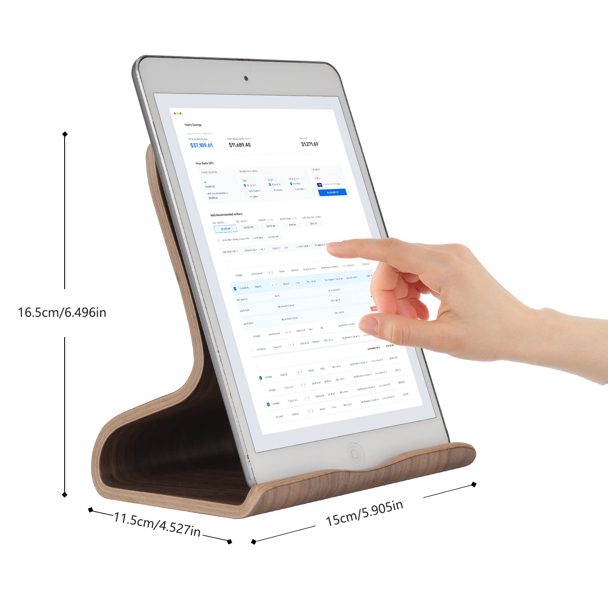 SAMDI Wood Tablet Stand, Wooden iPad Holder: Desktop Stand Holder Dock for new iPad 2017 Pro 9.7, 10.5, Air mini 2 3 4, Kindle, Nexus, Accessories, Tab, E reader, other Tablets(4 13 inch) Black Walnut