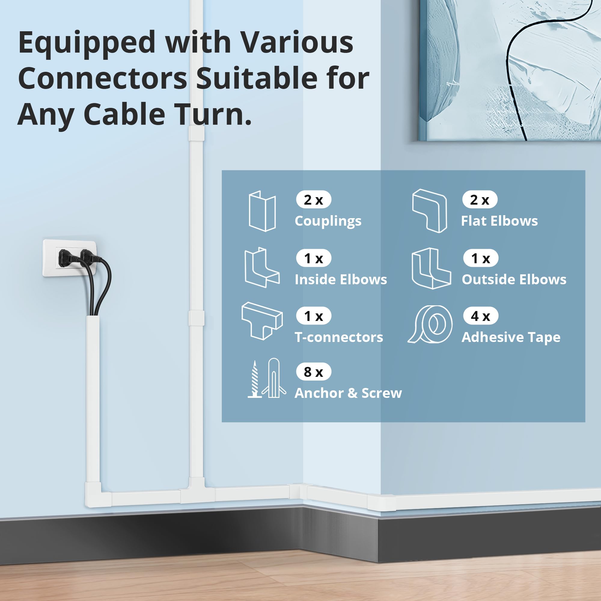 Cord Covers For Wires On Wall Extra Long, 13.12Ft Cord Hider Kit, Zhiyo Tv Cord Hider Cord Cover Wall, Paintable Cable Managemen