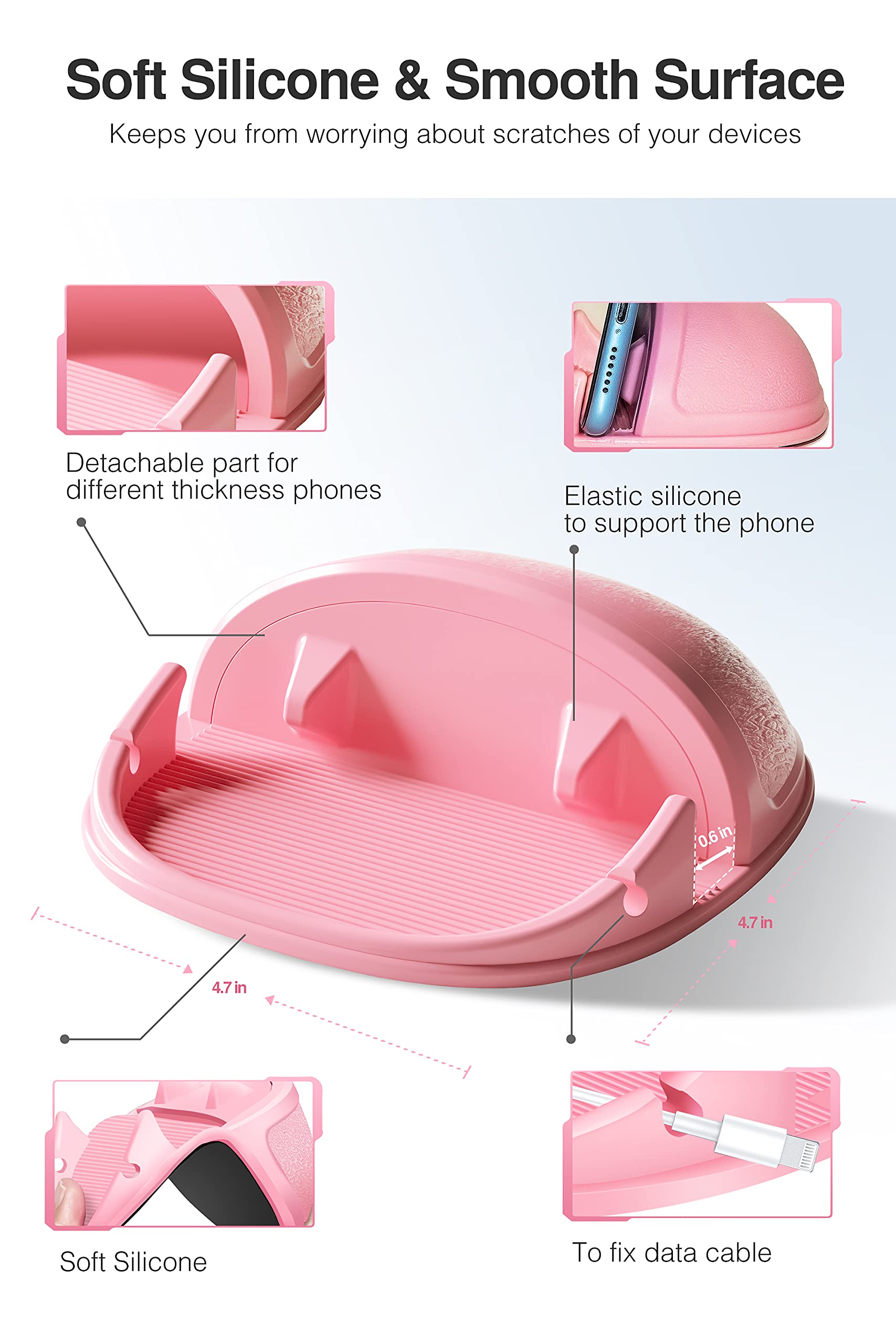 Loncaster Car Phone Holder, Car Phone Mount Silicone Car Pad Mat For Various Dashboards, Slip Free Phone Stand Compatible With I