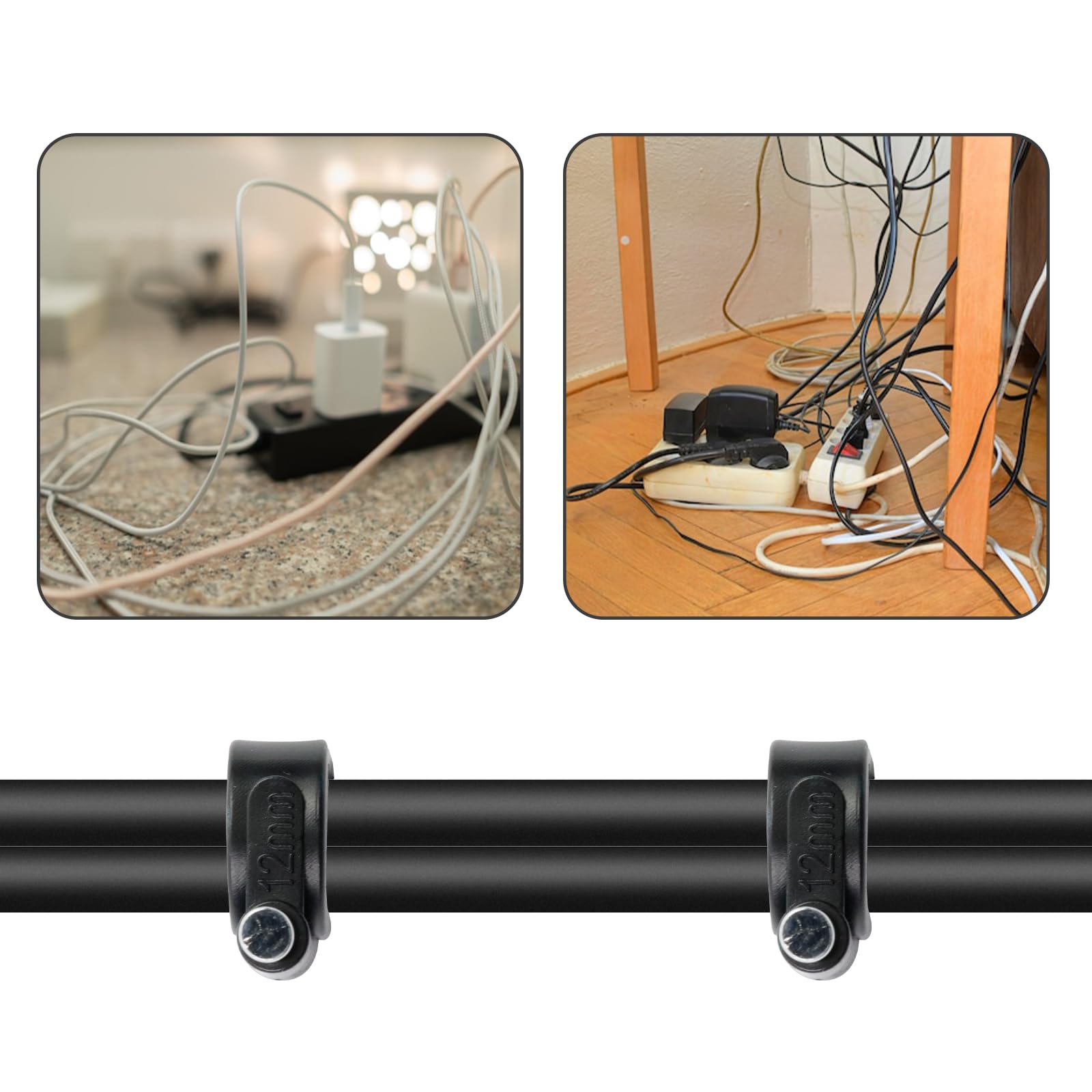 Antrader 100 Pack Nail In Cable Clips, Black Ethernet Cable Strap Management Nails Clips 12Mm For Cat6 Cable