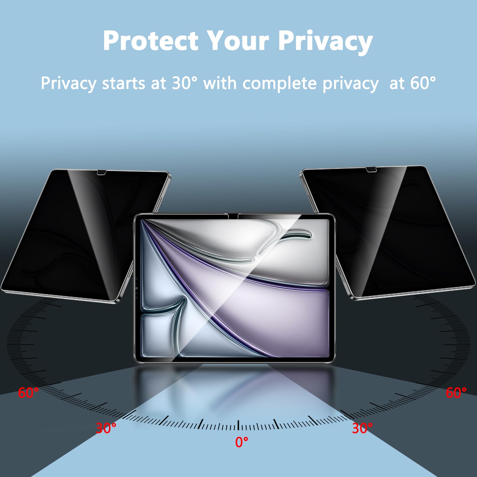 Wyqltd Privacy Screen Protector For Ipad Air 11 Inch 2024/ Ipad Air 6Th Generation, Anti Spy 9H Tempered Glass, Anti Scratch, Bu