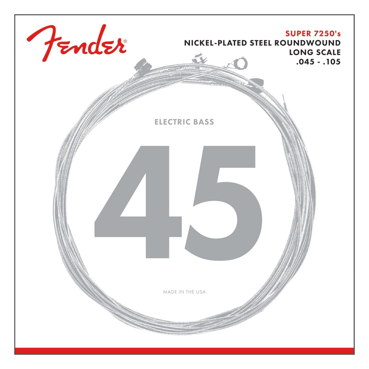 Fender 7250 Bass Strings, Nickel Plated Steel Roundwound, Long Scale, 7250M .045 .105