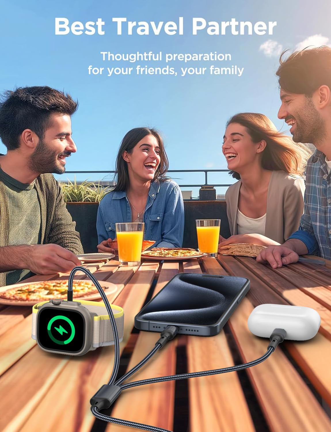 Travel Essentials 3 In 2 For Apple Watch Charger Usb C Cable Iphone Iwatch Charger Multi Charging Cable Compatible With Apple Wa