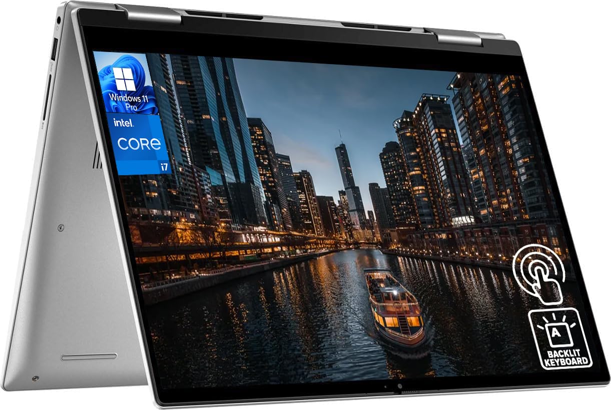 Dell Inspiron 7430 2 in 1 Laptop Computer, 14    FHD Touchscreen, Intel 10-Core i7-1355U, 16GB DDR5 RAM, 1TB SSD, Windows 11 Pro
