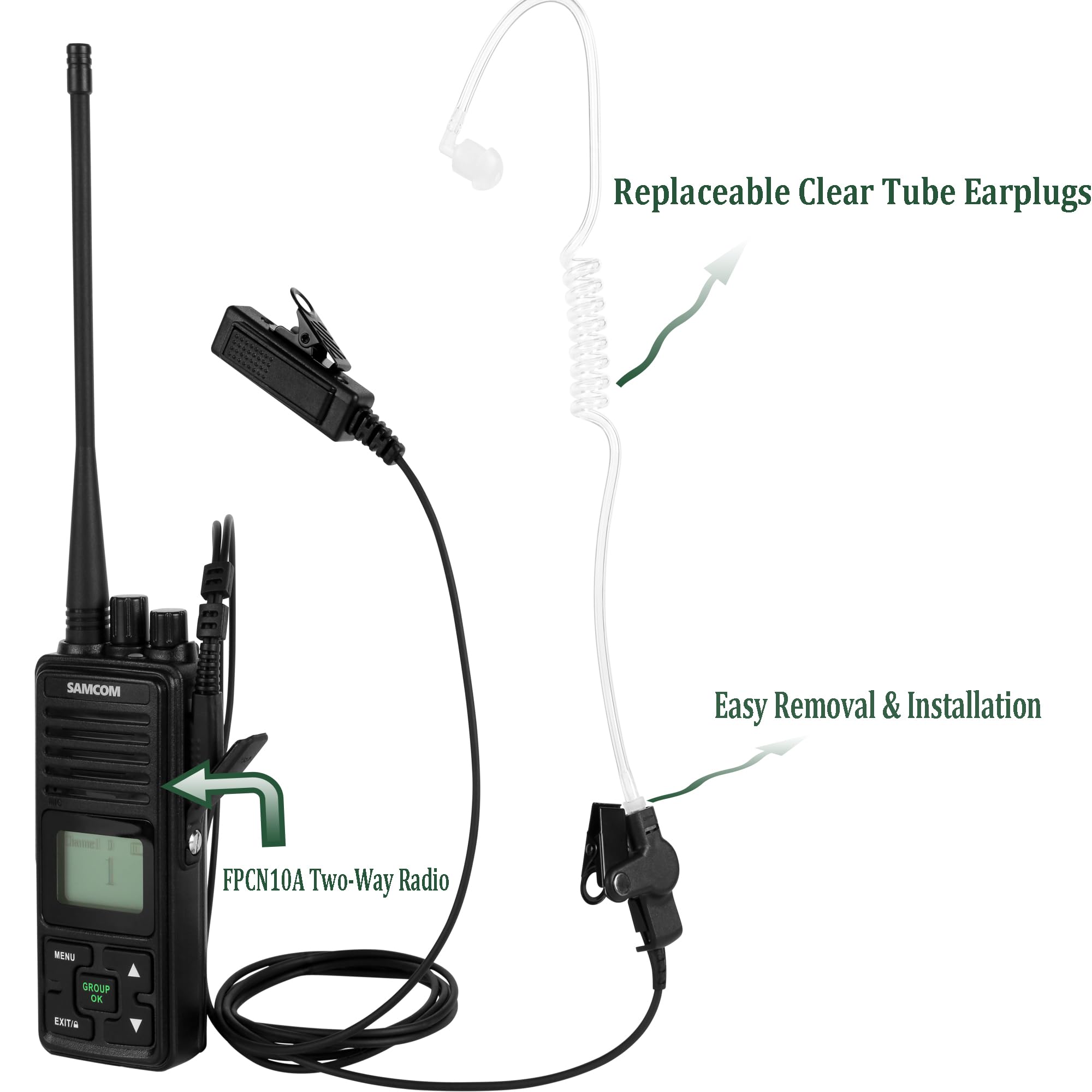 Samcom Replacement Kits Acoustic Tube/Clear Coil Compatible With Baofeng Kenwood Surveillance Radio Earpiece, Removable Stretchable Coil Acoustic Tube For Walkie Talkie Headset, 6 Pcs�
