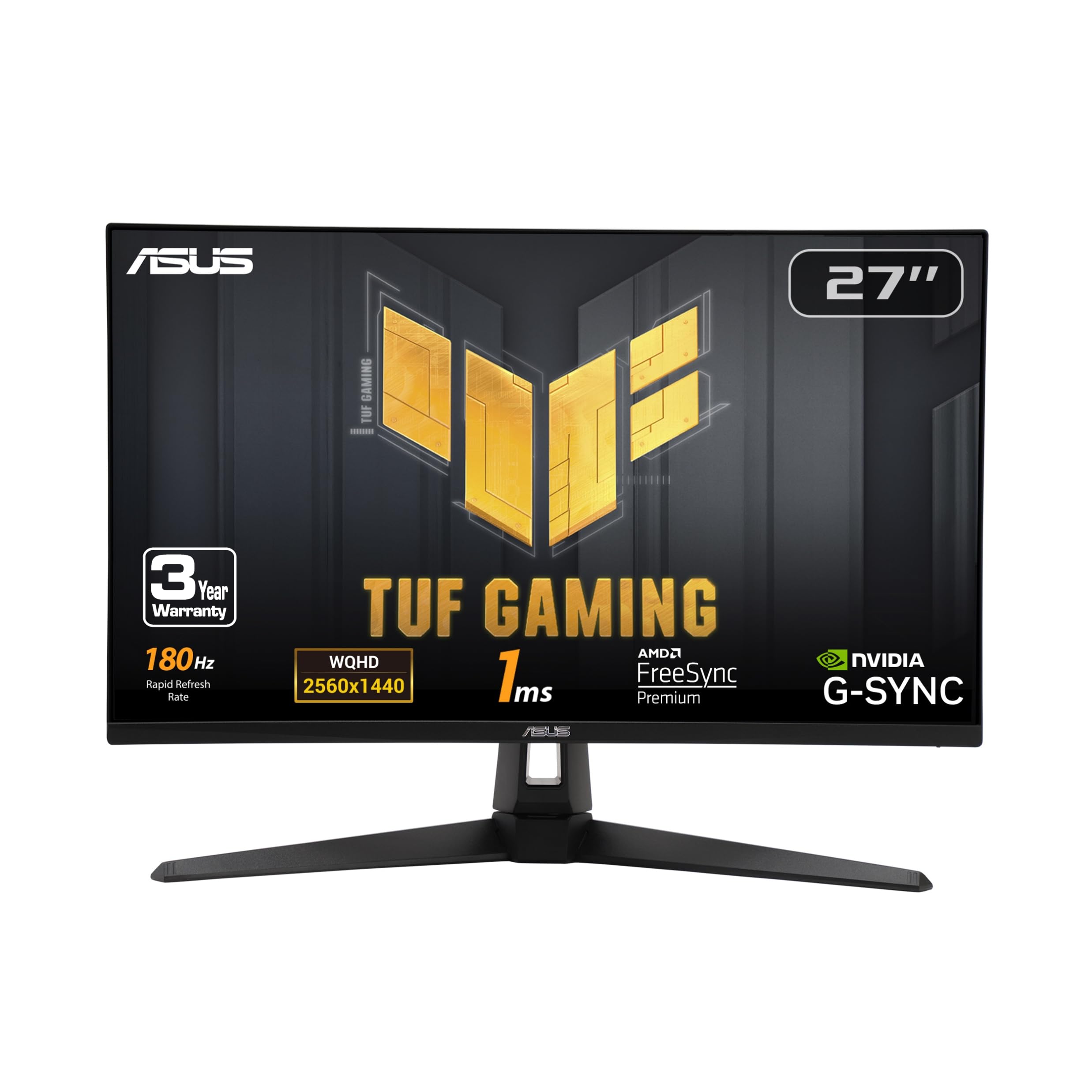 ASUS TUF Gaming 27    1440P HDR Monitor (VG27AQ3A) - QHD (2560 x 1440), 180Hz, 1ms, Fast IPS, 130% sRGB, Extreme Low Motion Blur