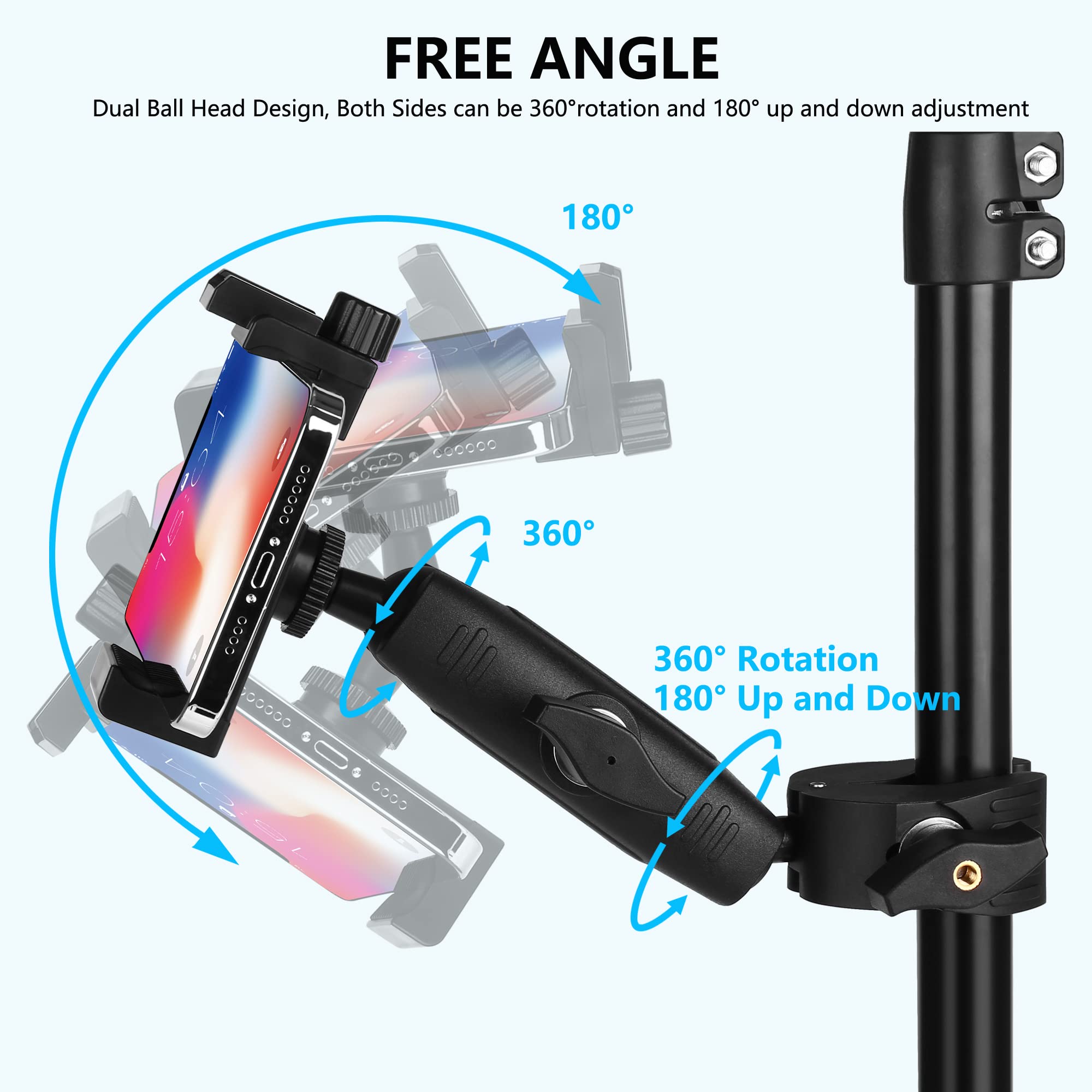 Music Boom Microphone Mic Stand Phone Holder Mount With Long Arm And Super Clamp 360 Rotation For Phone 14 13 12 11 Max Pro Sams