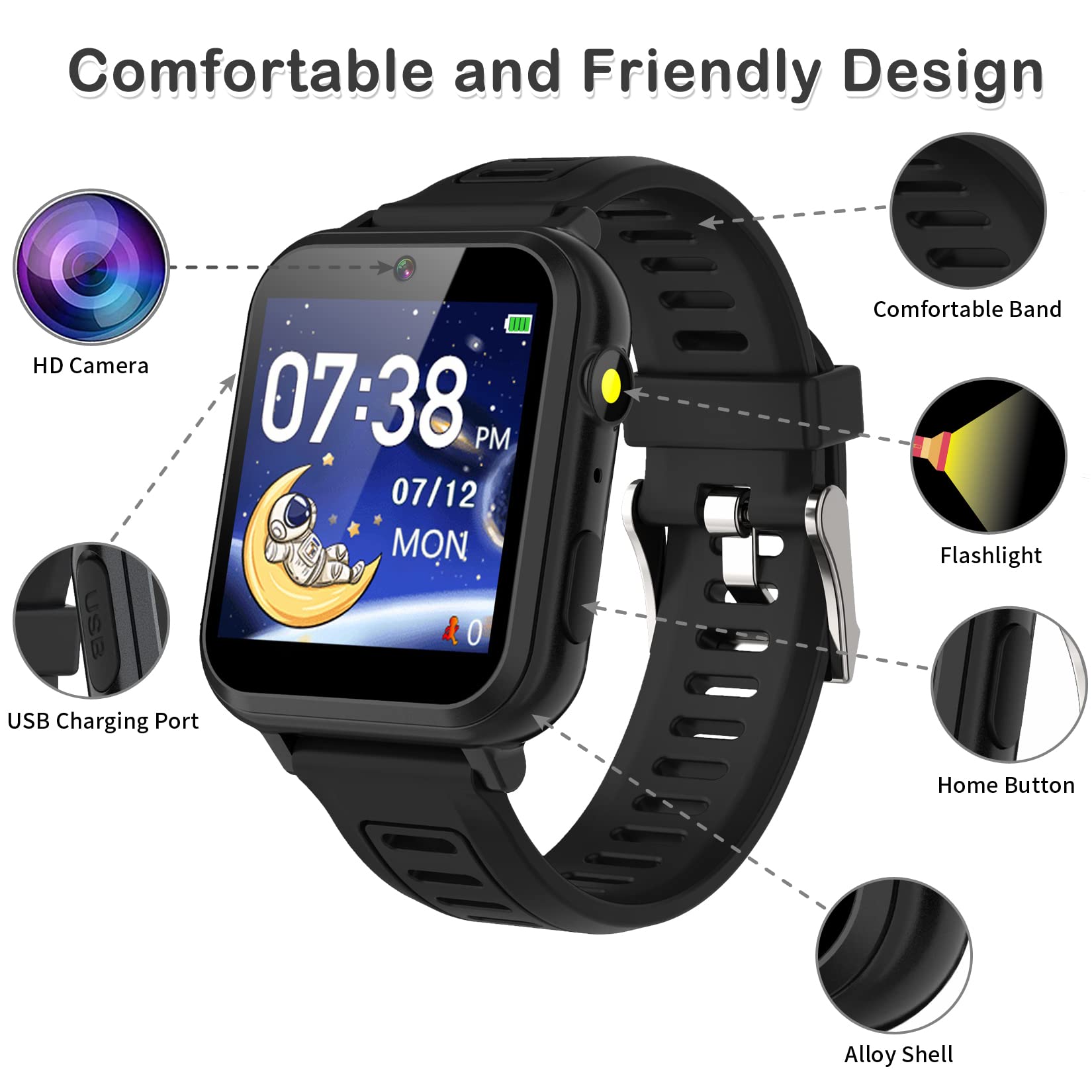 Phyulls Smart Watch For Kids, Smart Watch Toys With 39 Games Camera Video Recorder Music Alarm Calculator Calendar Flashlight St