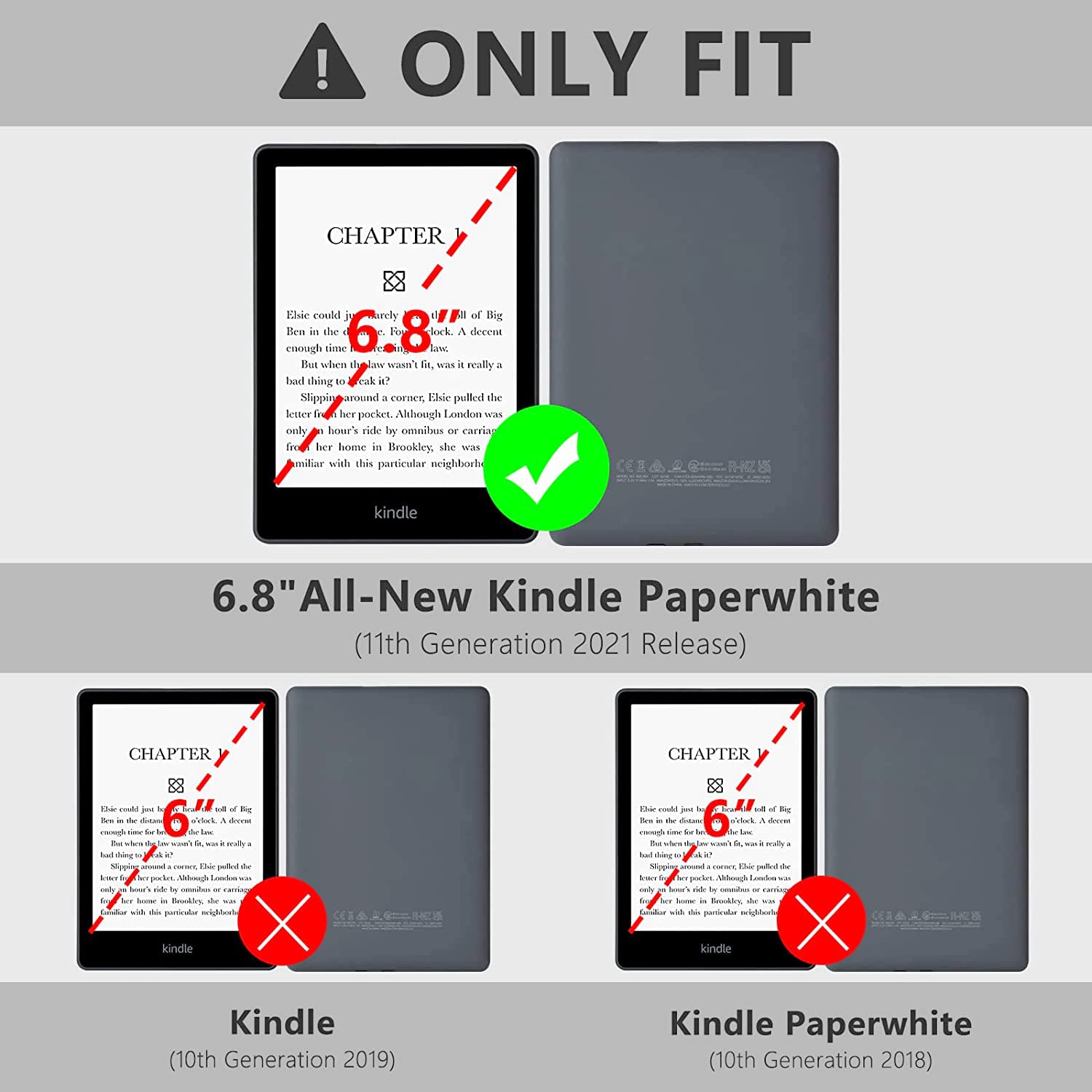 Coo Case For 6.8'' Kindle Paperwhite 11Th Generation 2021 Release, Pu Leather Smart Cover For Kindle Paperwhite & Kindle Paperwh