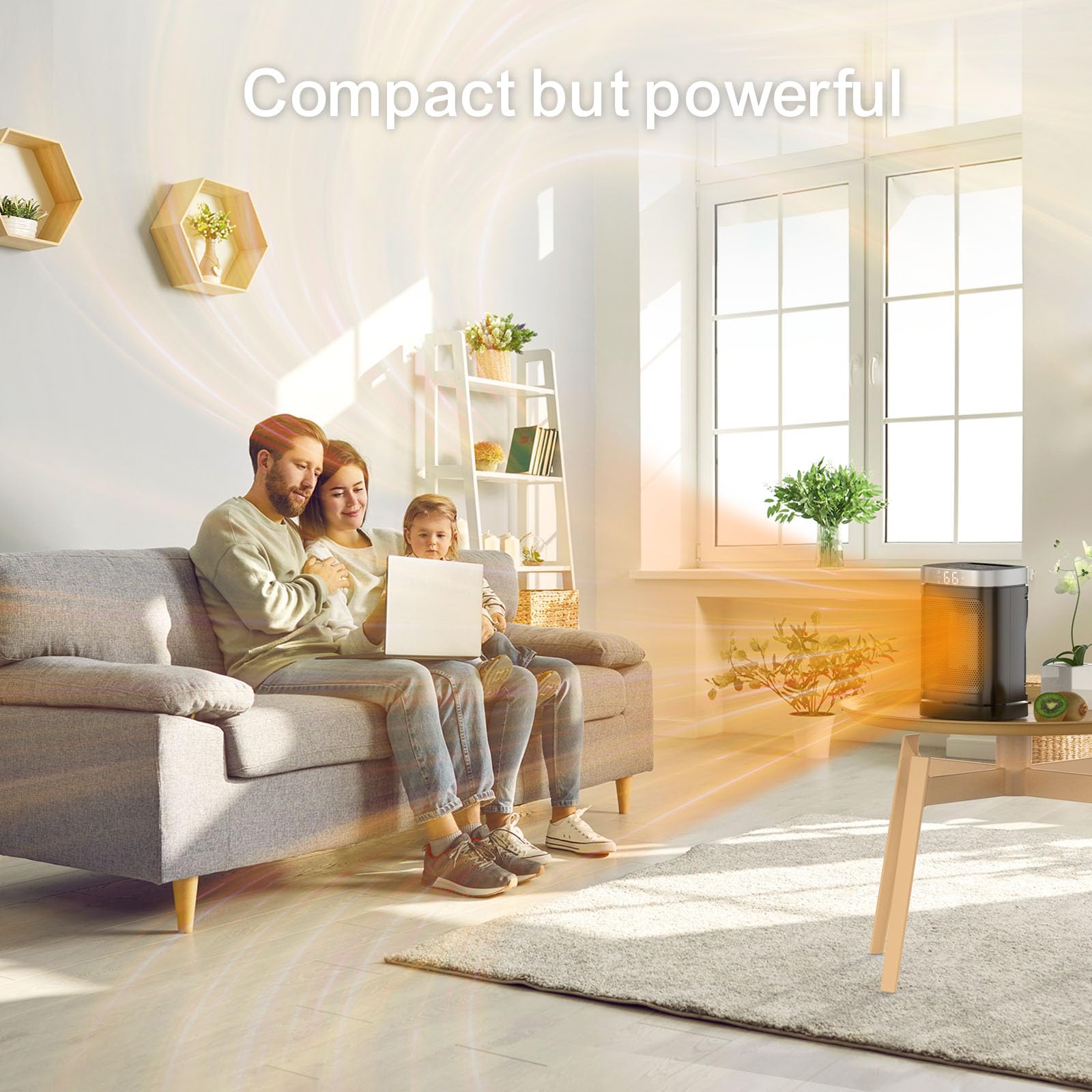 Small Portable Space Heater For Indoor Use   With 70Rotating Feature, Jibufi 1500W Ptc Electric Heater, Rapid And Safe Heating,