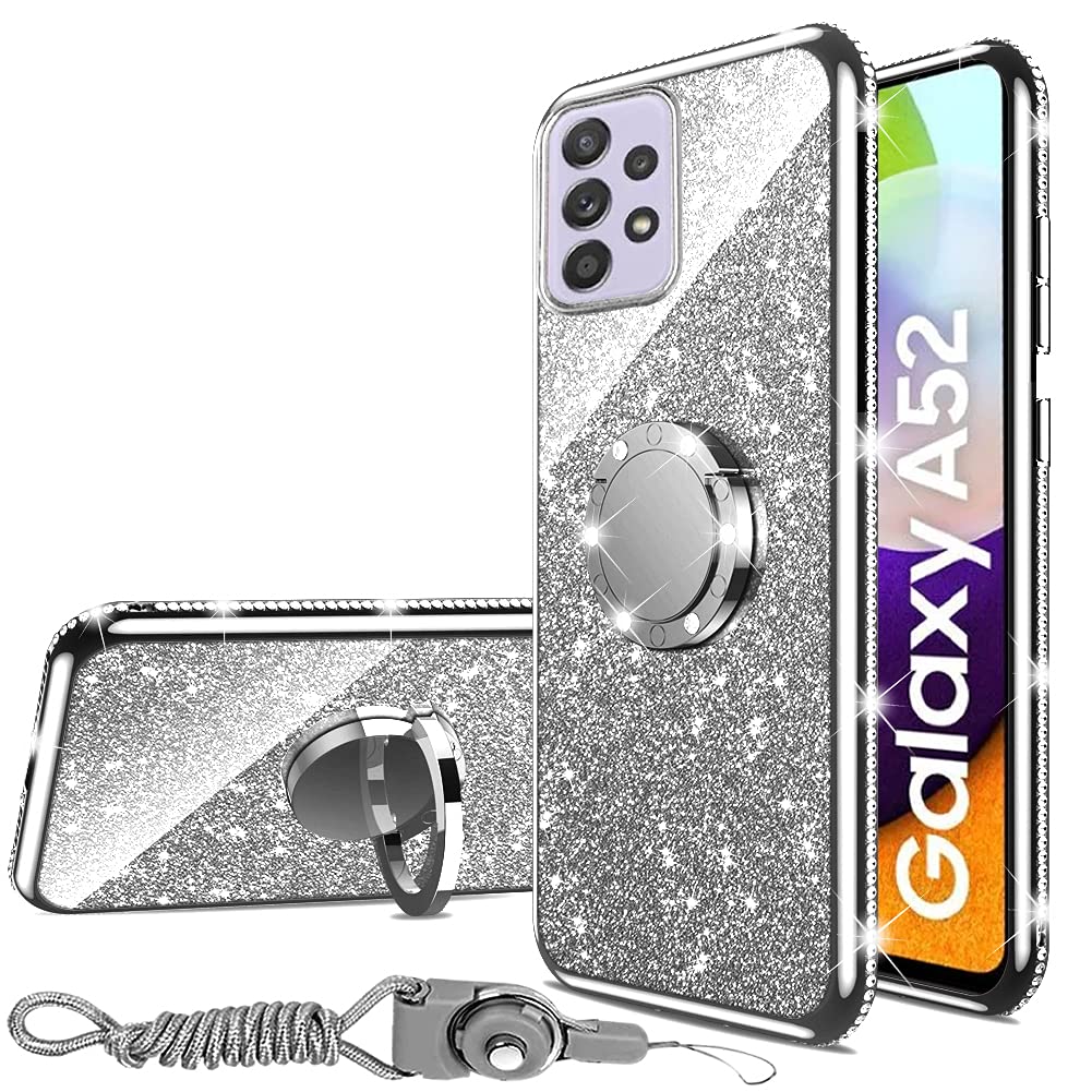 Nancheng For Samsung Galaxy A52 5G Case, Glitter Luxury Sparkles Tpu Silicone Slim Cute For Women Girls With Kickstand, Bling Di