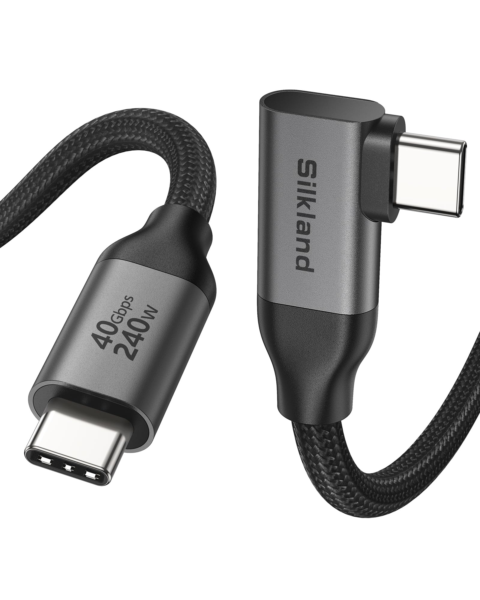 Silkland Right Angle 40Gbps USB 4 Data Cable for Thunderbolt 4/3 240W 4FT