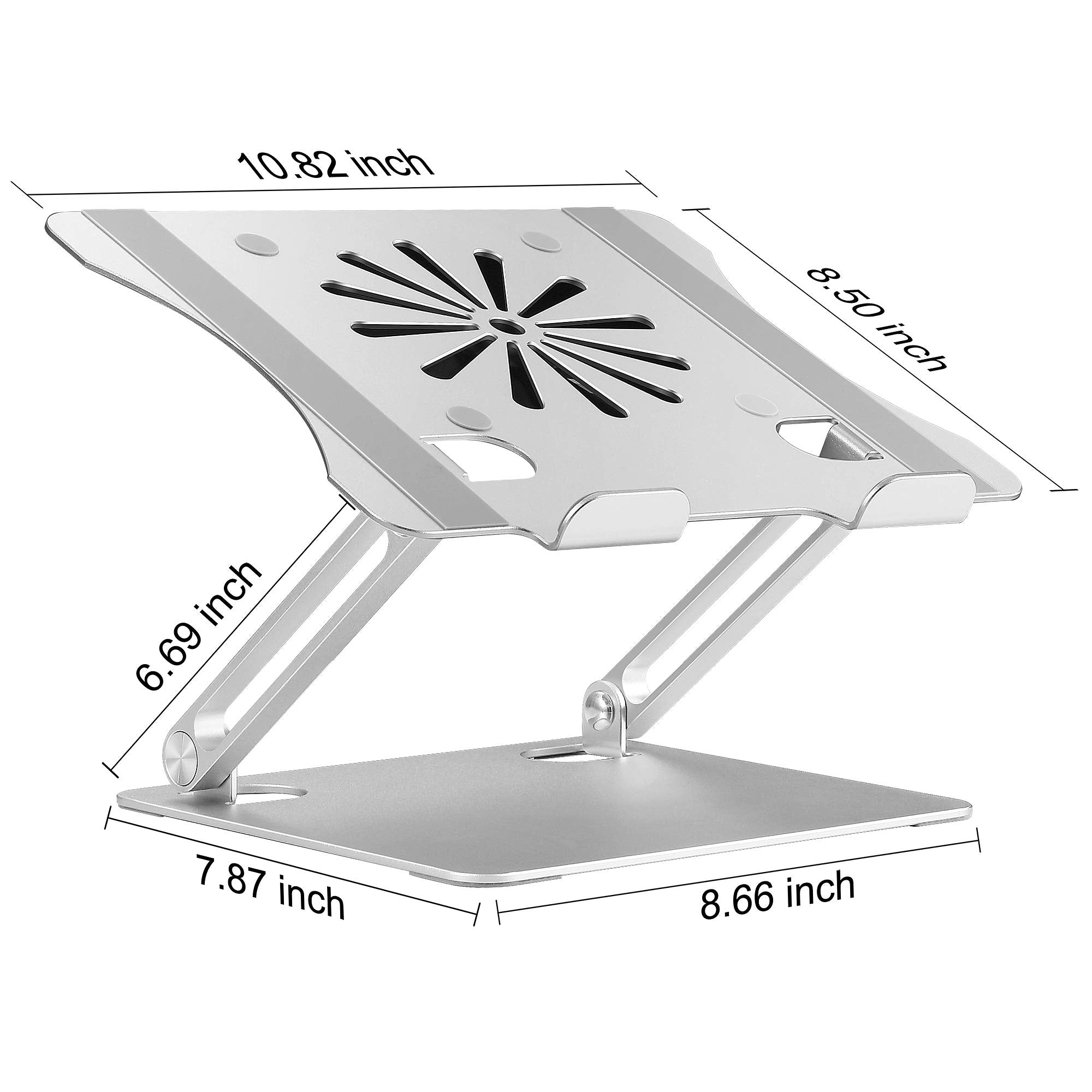 Adjustable Laptop Stand With Cooling Fan, Aluminium Alloy Multi Angle Computer Holder For Desk, Portable Notebook Metal Mount Co