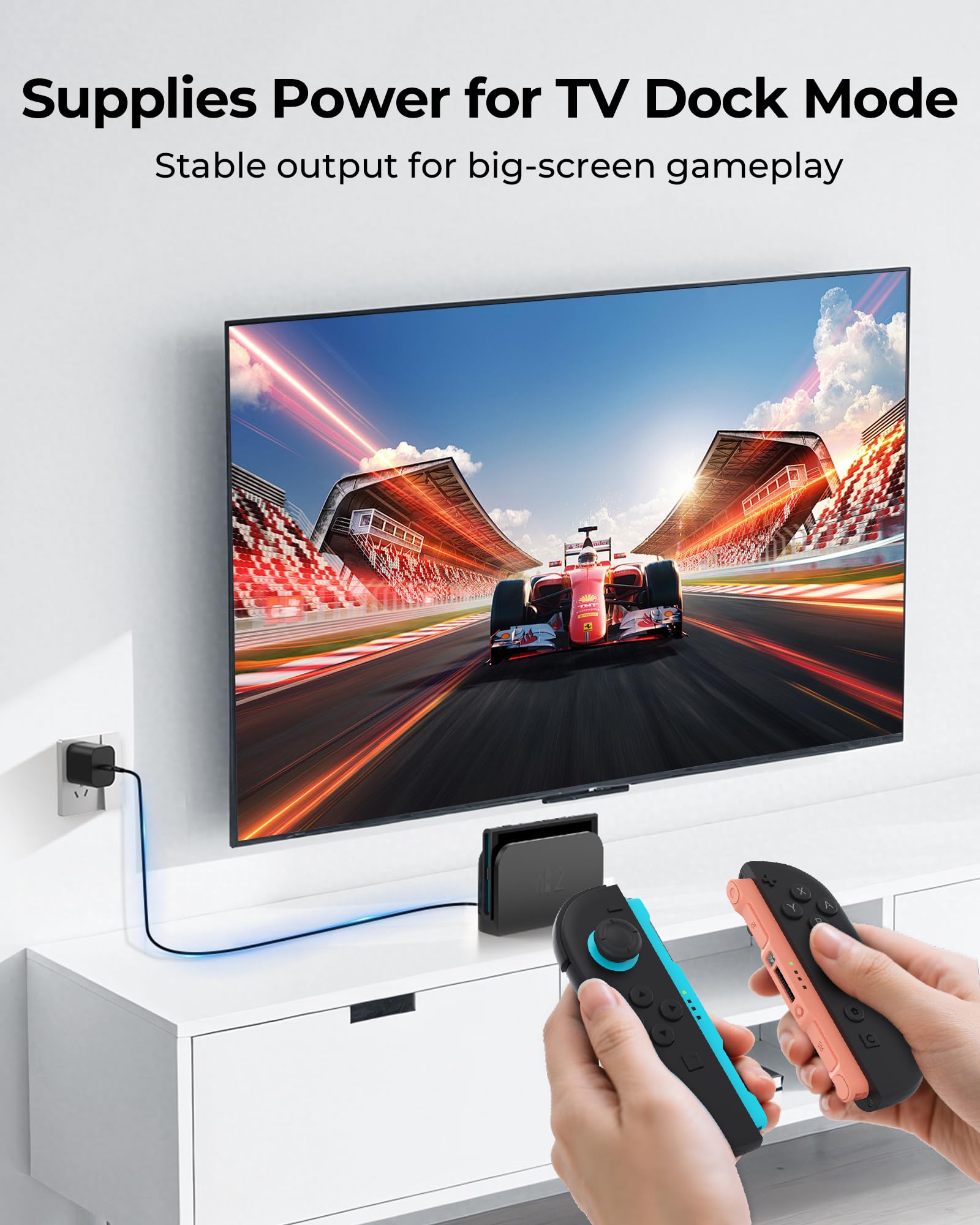 Antank 60W Switch 2 Charger, 20V 3A Pd Fast Charging Power Adapter For Nintendo Switch, Lite, Oled & Steam Deck, 4K Tv Dock Supp