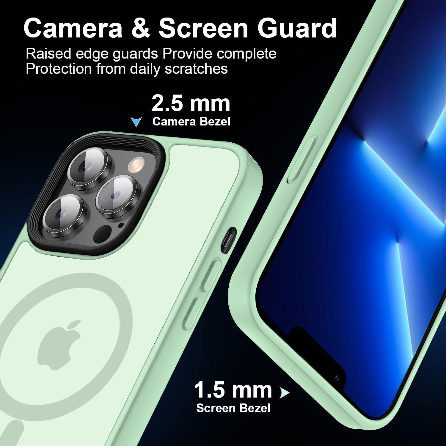 Yzoiko Magnetic Case For Iphone 13 Pro Case [10Ft Grade Drop Tested & Compatible With Magsafe] Translucent Anti Fingerprint Anti