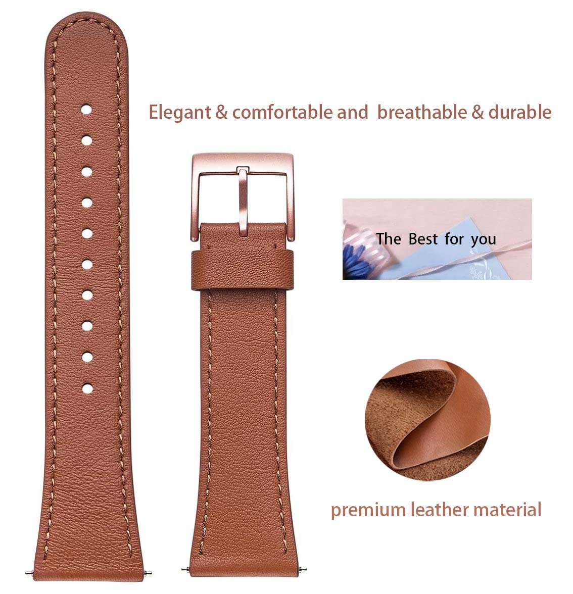 Wfeagl For Fitbit Versa Band, Top Grain Leather Band For Fitbit Versa/Versa 2 /Versa Lite/Versa Se Fitness Smart Watch (Brownban