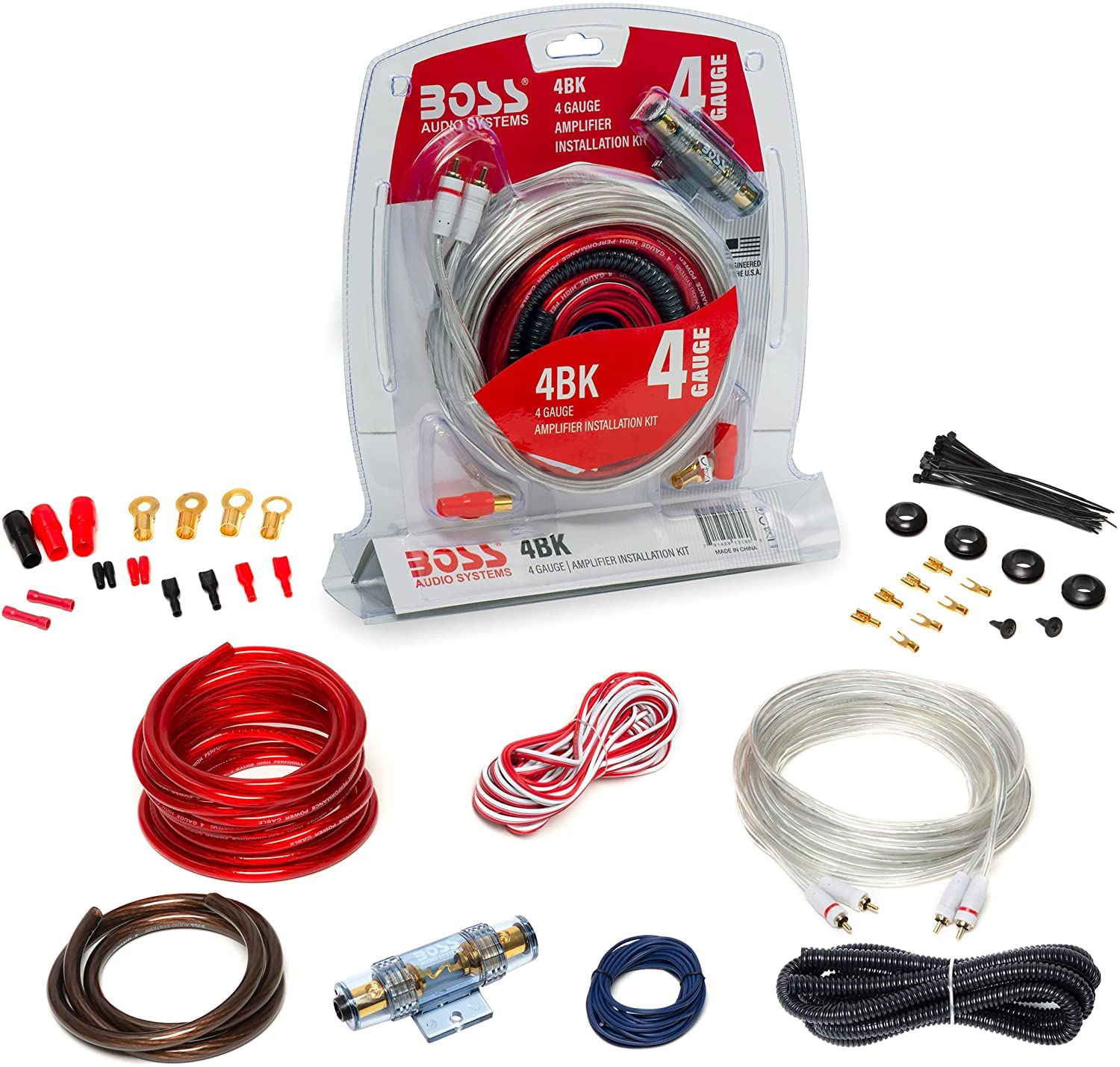 Boss Audio Systems 4Bk 4 Gauge Amplifier Installation Wiring Kit   A Car Amplifier Wiring Kit Helps You Make Connections And Bri