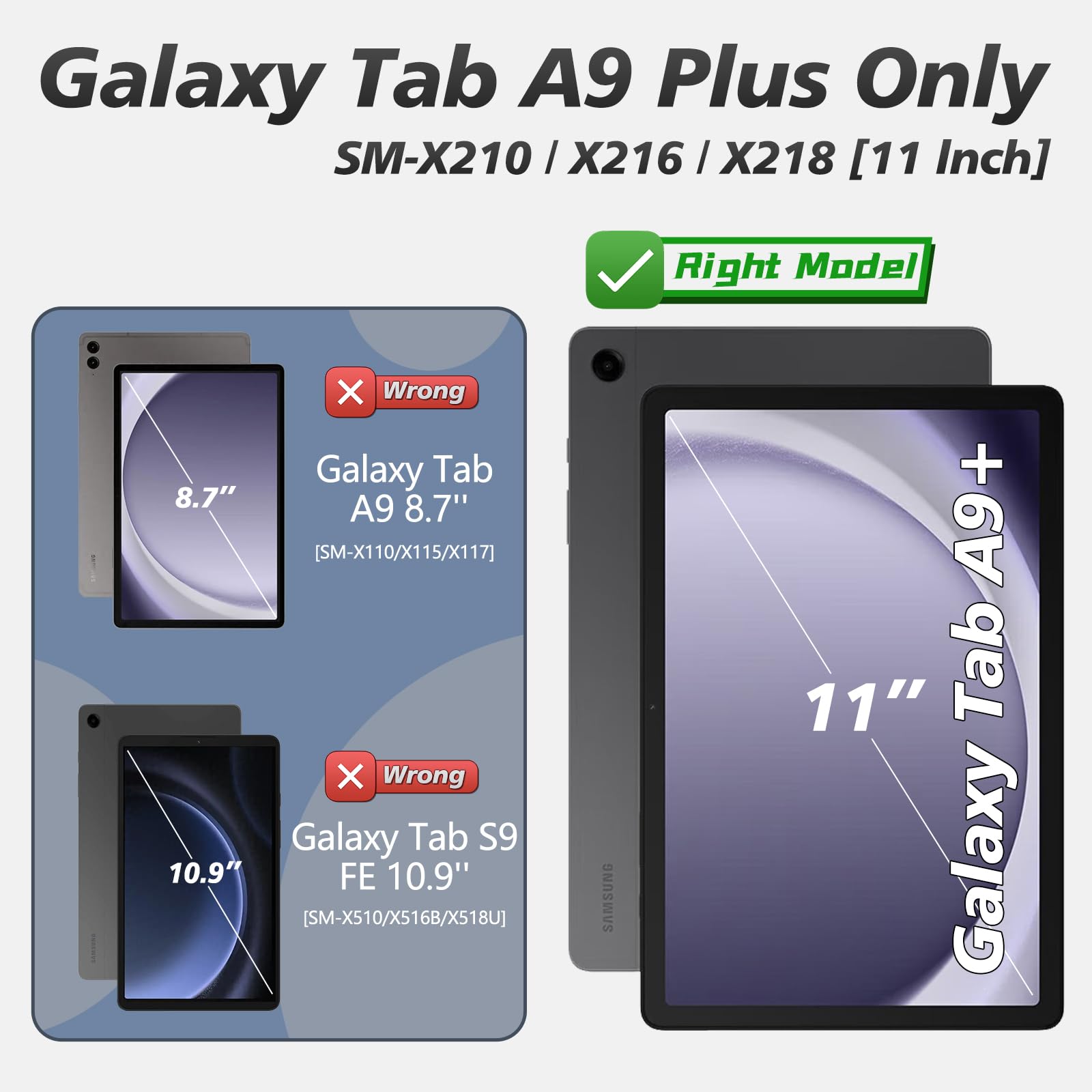 Kepaitok Case For New Samsung Galaxy Tab A9+ / A9 Plus 11 Inch 2023 (Sm X210/X216/X218), Heavy Duty Shockproof Rugged Galaxy A9+