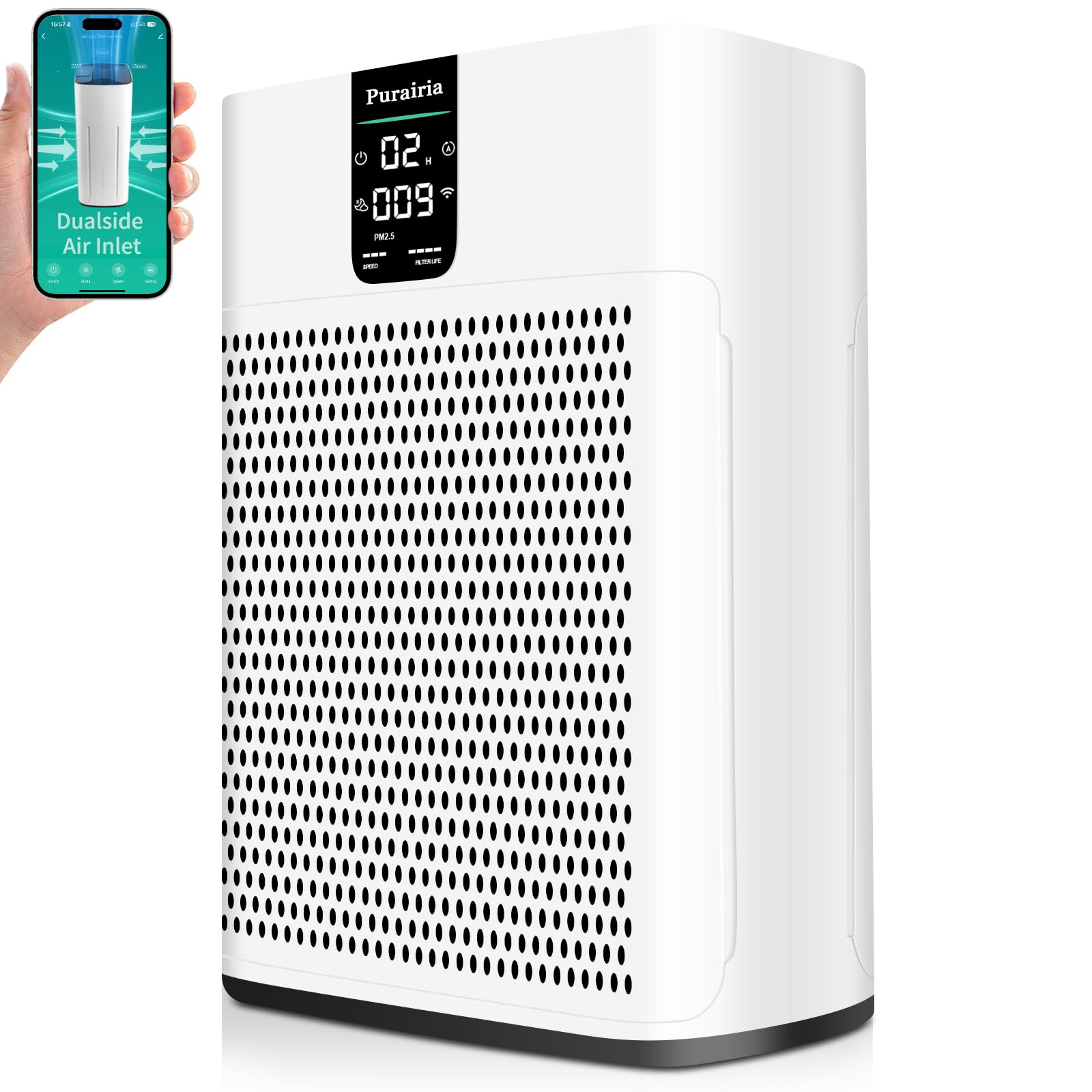 Air Purifiers For Home Large Room Covers 1740Ft?, Hepa Air Purifier With Pm2.5 Display, 22Db Sleep Mode, Smart Air Cleaner With