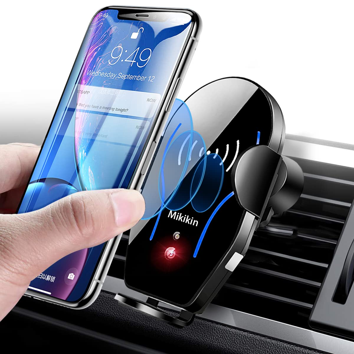Wireless Car Charger, Auto-Clamping Car Phone Holder Mount 10W Fast Charging Air Vent Car Charger Compatible With Iphone 16 15 1