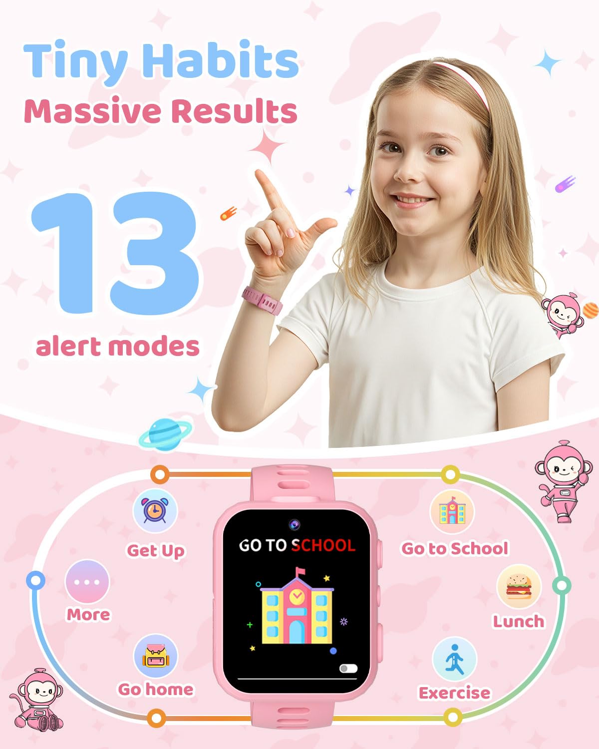Tictiky Smart Watch For Kids, Kids Watch With 2 Cameras, 30 Puzzle Games, Learning Cards, Video Music Player, Audiobooks, Pedome