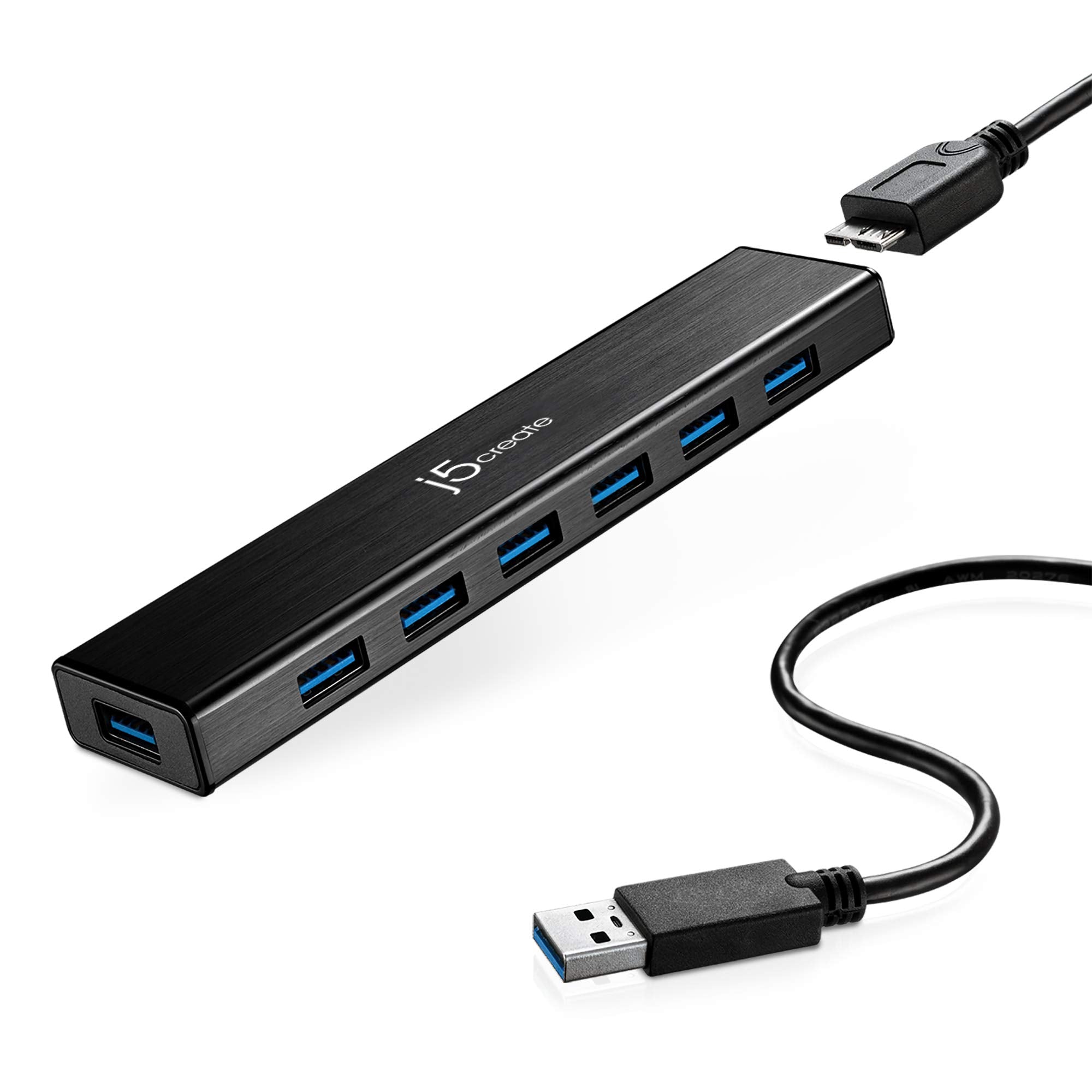 J5Create 7-Port Powered Usb 3.0 Data Hub With 3.3 Ft Extended Cable [20W Power Adapter Included] For Mac, Macbook, Windows, Lapt
