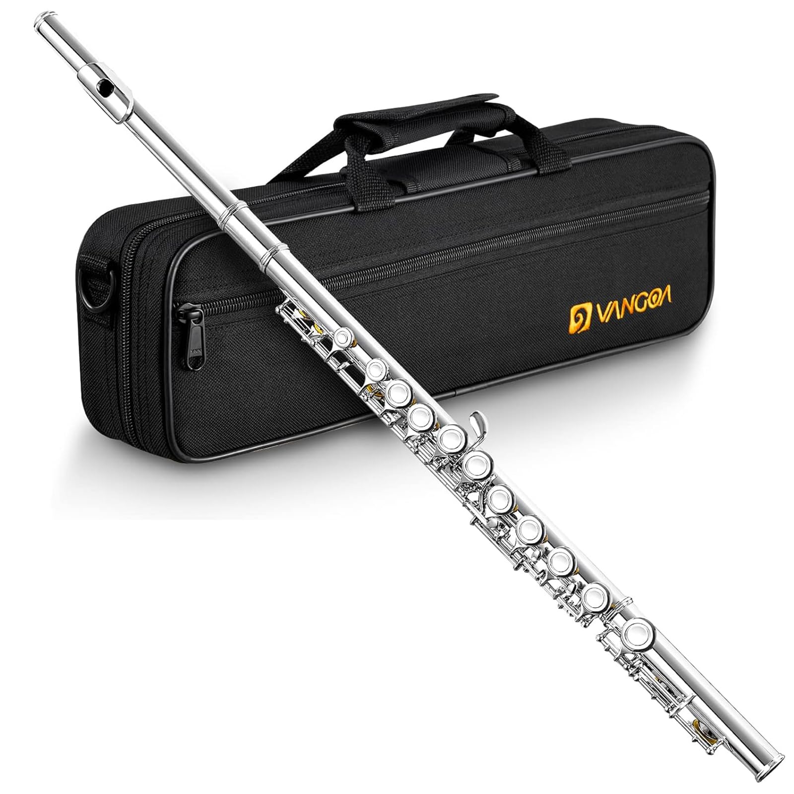 Vangoa Flute Case Carrying Bag Waterproof Lightweight For 16 Holes Flute C Foot With Adjustable Shoulder Strap And Exterior Pock