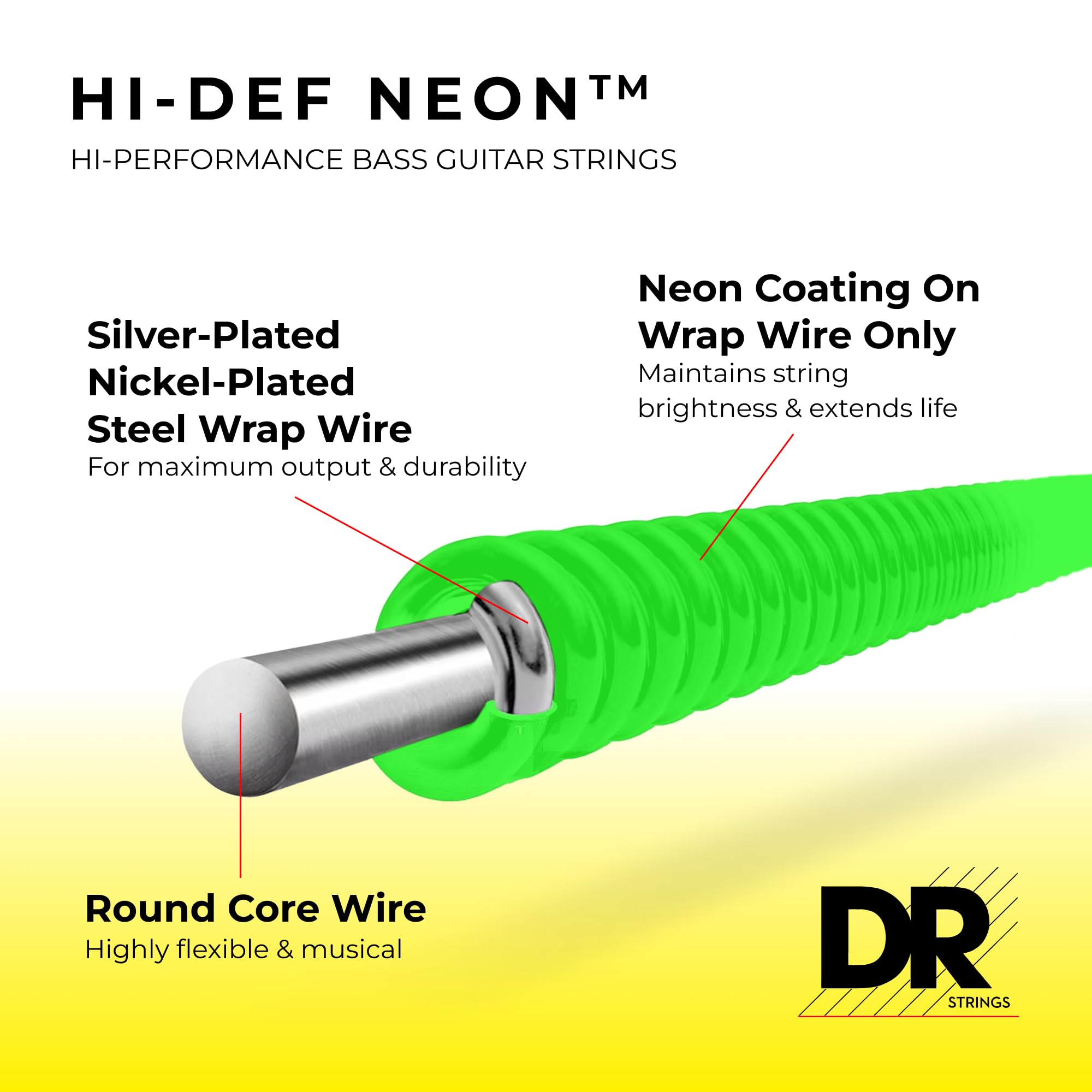 Dr Strings Hi-Def Neon Bass Guitar Strings (Nmcb6-30)