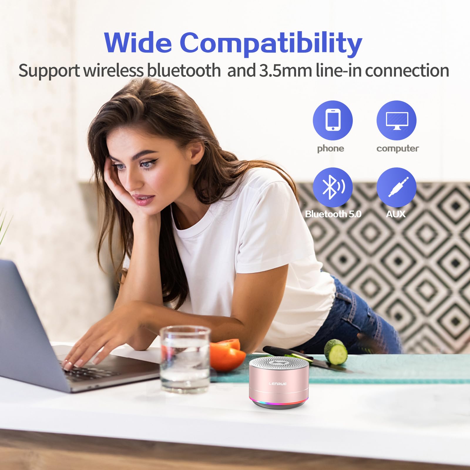 A2 Lenrue Portable Wireless Bluetooth Speaker With Built In Mic,Handsfree Call,Aux Line,Tf Card,Hd Sound And Bass For Iphone Ipa