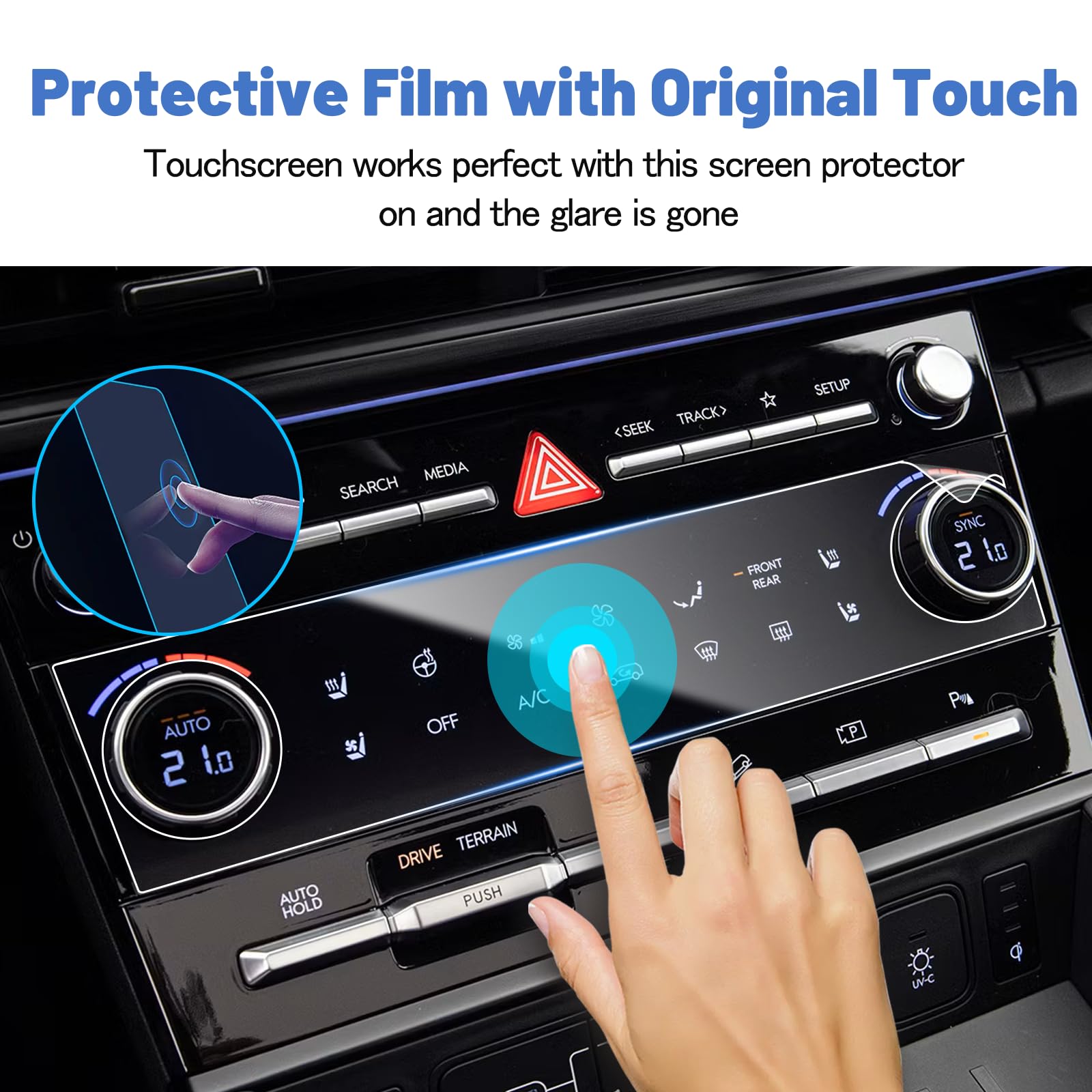 Shaohao For 2024 Hyundai Santa Fe Screen Protector Compatible With Hyundai Santa Fe Accessories 2024 Santa Fe (Sel/Xrt/Limited/Calligraphy) Santa Fe Hybrid Ac Panel Hd Clear A/C Display Cover 2Pcs