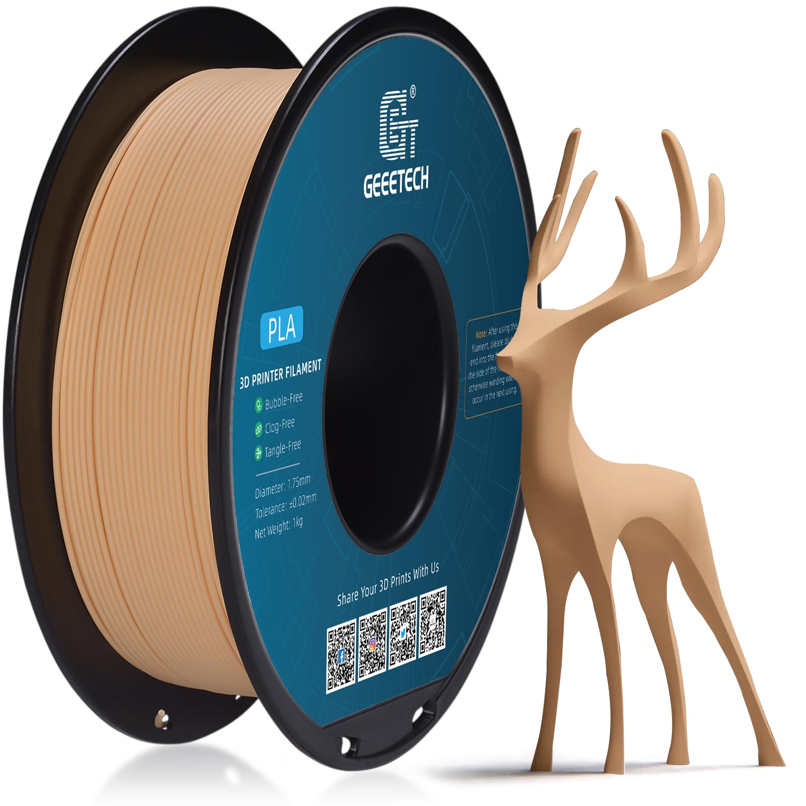 GEEETECH Matte PLA Filament 1.75mm, Skin Color PLA Matte 3D Printer Filament 1kg Spool (2.2lbs), Dimensional Accuracy +/- 0.02 m