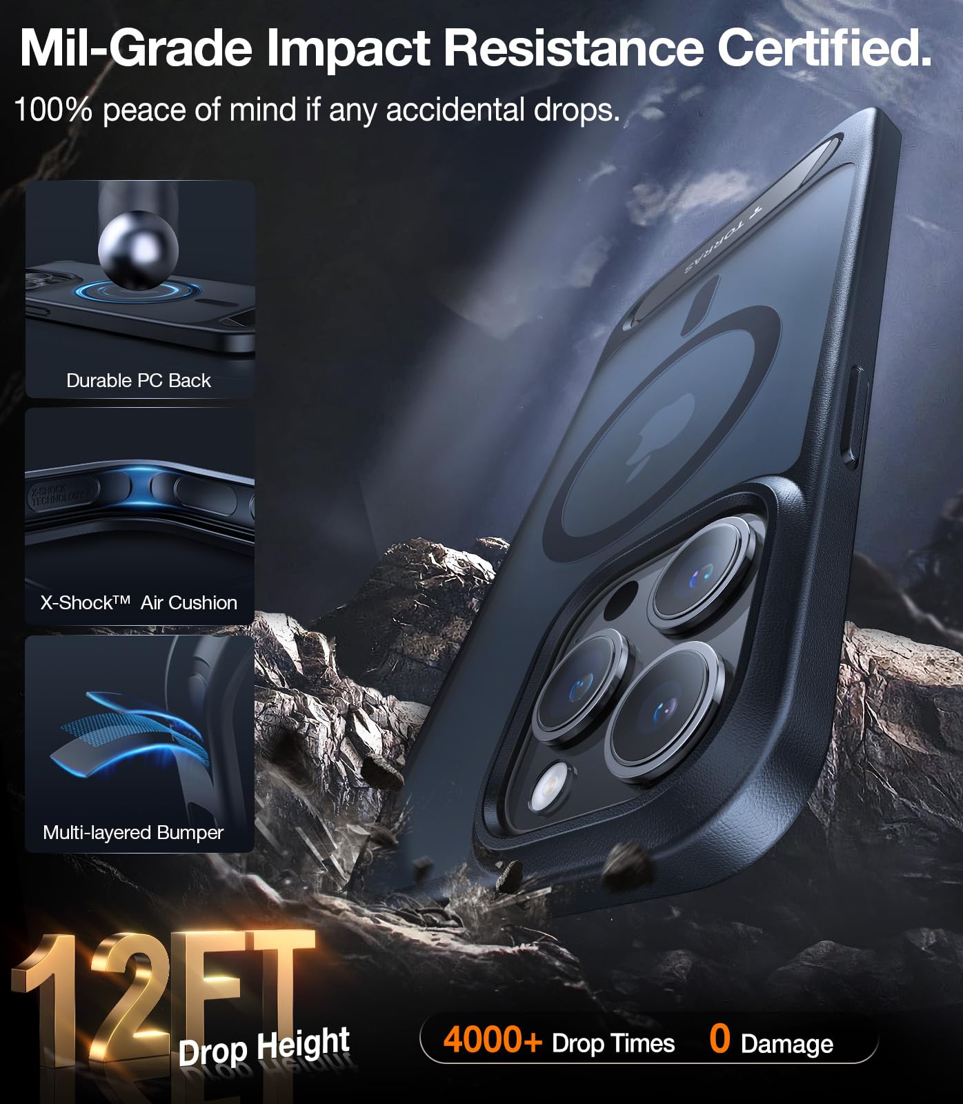 Torras Upgraded Magnetic & Stand For Iphone 14 Pro Case [Military Grade Drop Tested] [Compatible With Magsafe] Slim Thin Light F