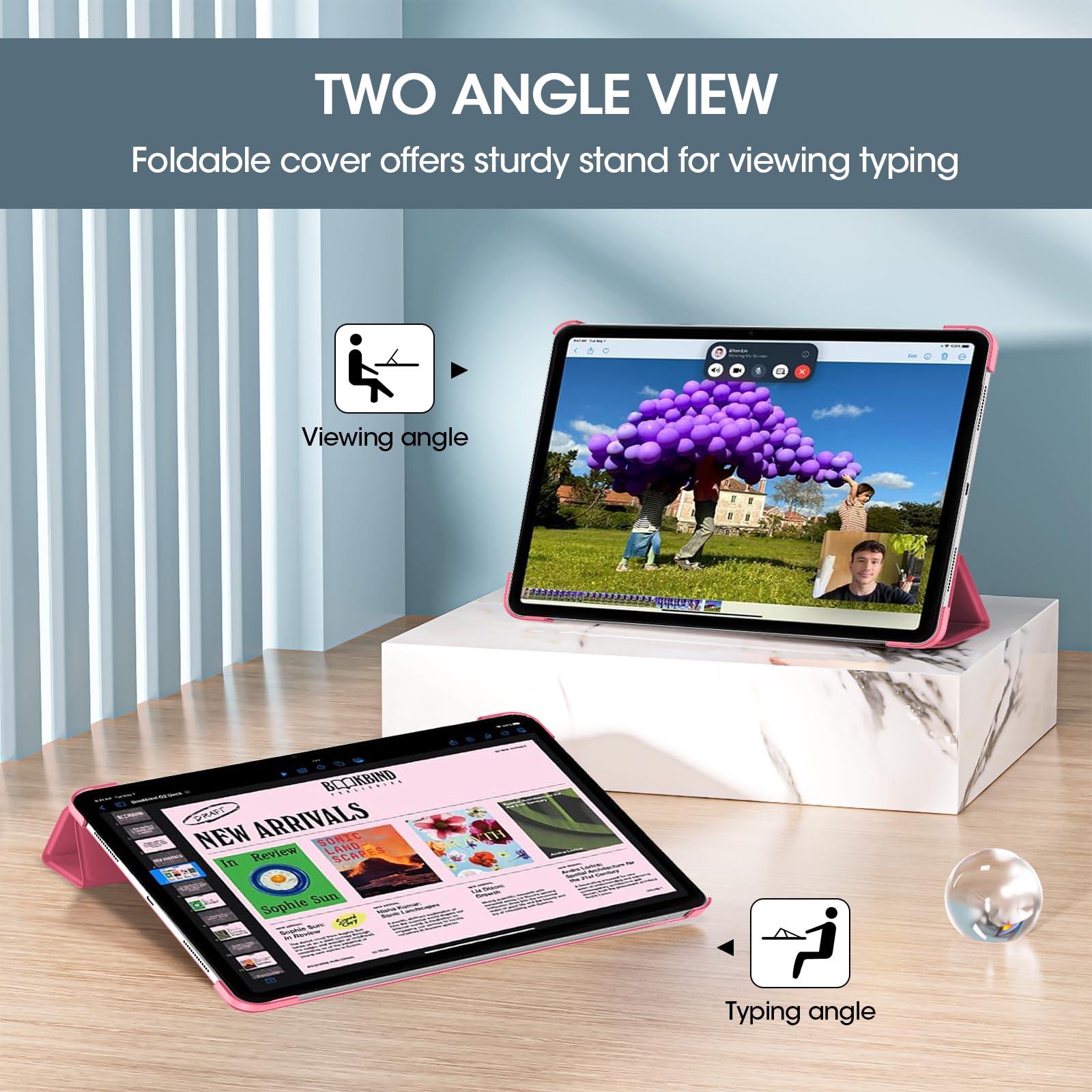 Procase For Ipad Air 13 Inch Case 2024 M2, 13'' Ipad Air Case 2024 Air M2 13 Cover, Slim Stand Translucent Hard Shell Back Folio