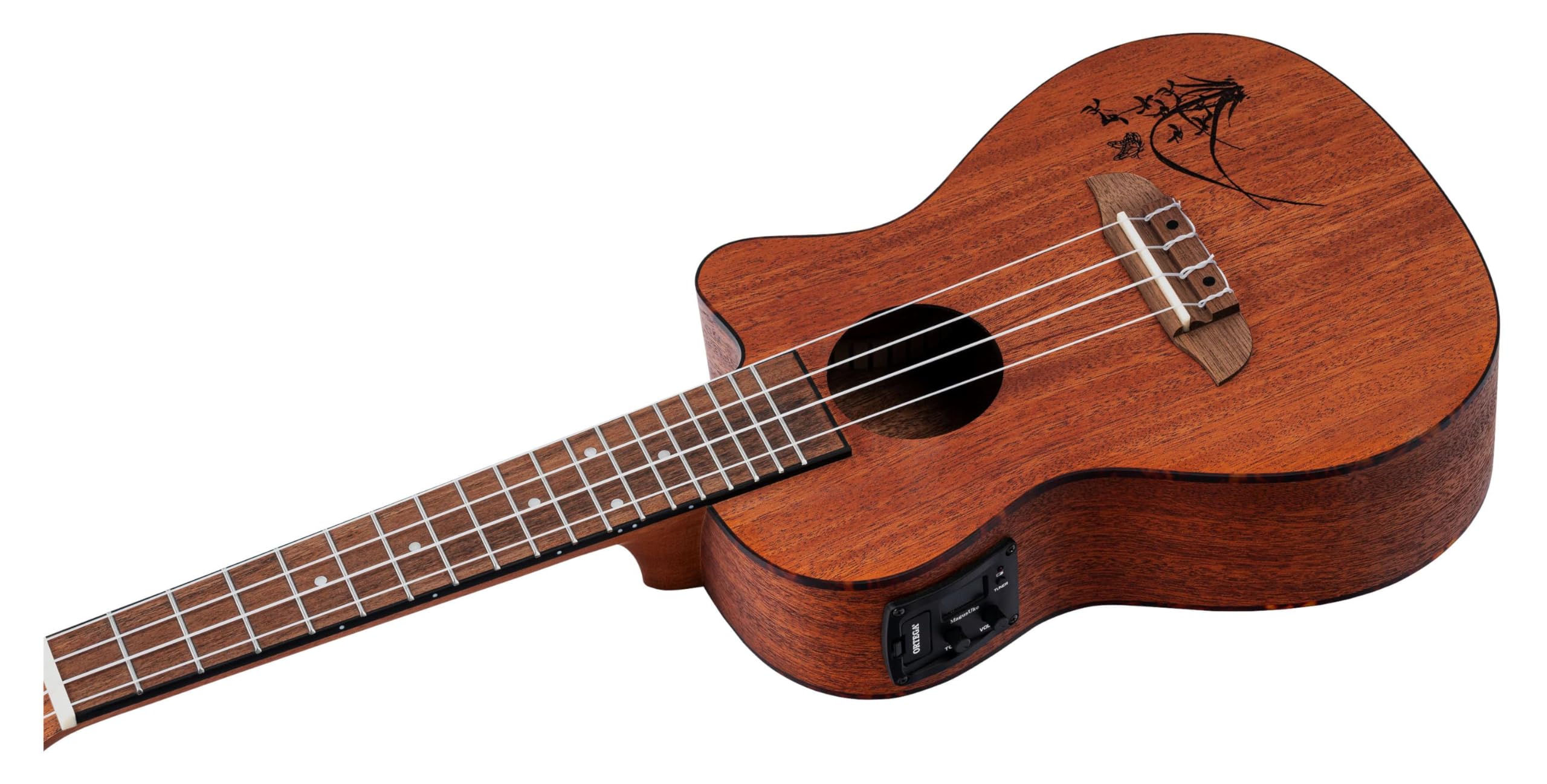 Ortega Guitars, 4-String Bonfire Series Concert Acoustic-Electric Ukulele, Right-Handed, (Ru5Mm-Ce)