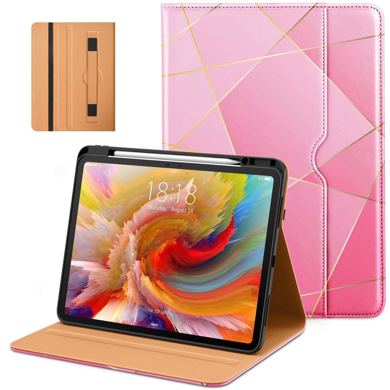 DTTO for iPad Pro 13 inch Case (M5/M4) 2025/2024, Premium Leather Business Folio Stand Cover with Pencil Holder - Auto Wake/Slee