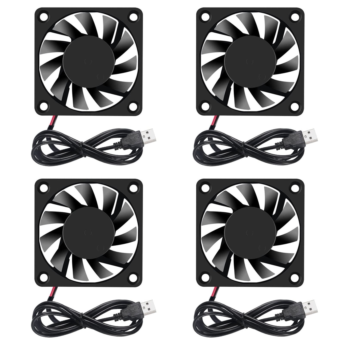4Pcs 6010 Fan 60X60X10Mm Dc 5V 60Mm X 10Mm Brushless Cooling Fan, Replacement Ball Bearing 60Mm Fan For Cooling Diy Pc Computer