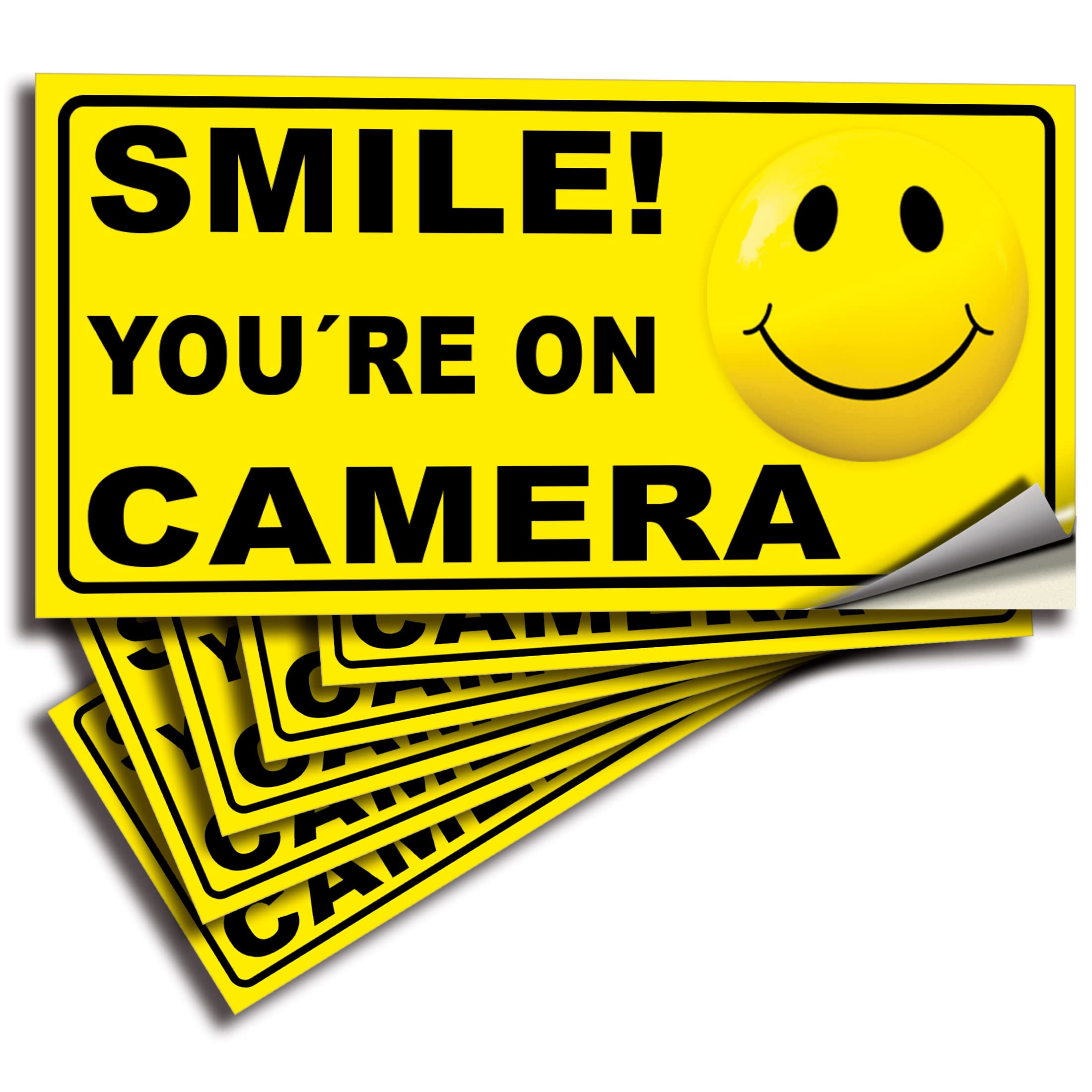 Isyfix Smile You'Re On Camera Reflective Stickers For Home   6 Pack 4X2 Inch   Uv, Weather, Scratch, Fade Resistance, Security C