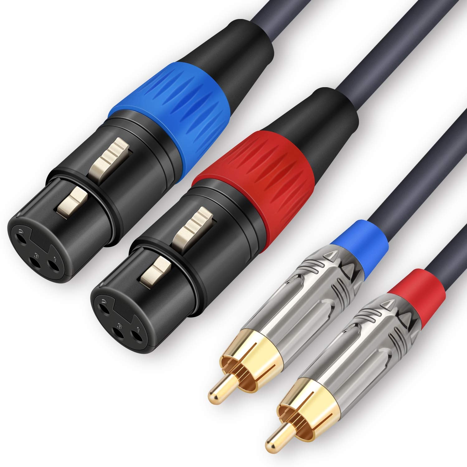 Jolgoo Dual Xlr To Rca Cable, Dual Xlr Female To Dual Rca Male Cable, 2 Xlr Female To 2 Rca Male Hifi Audio Cable, 4N Ofc Wire,