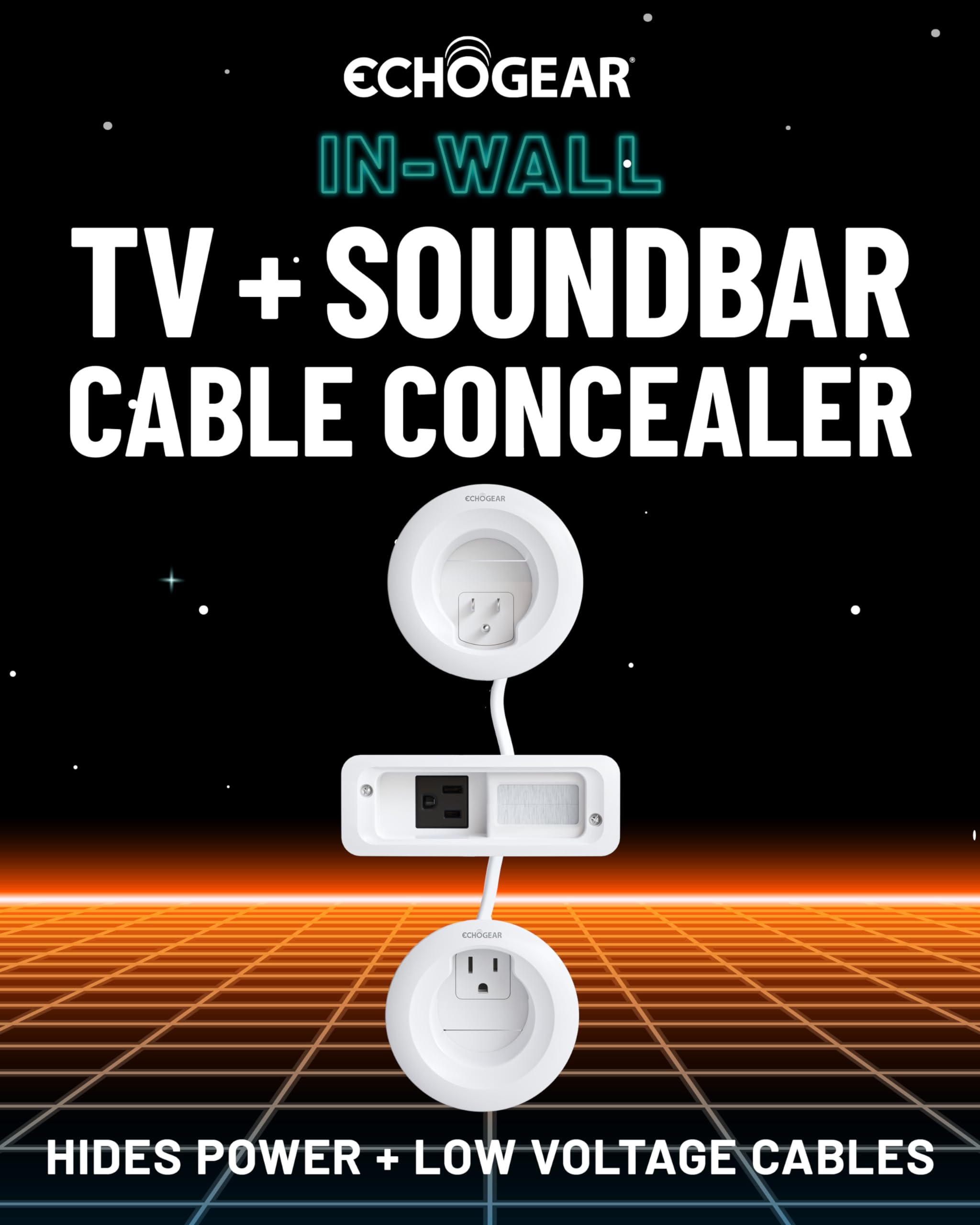 Echogear In Wall Cable Management Kit For Tv & Soundbar - Cable Concealer & Power Kit - Power Devices & Hide All Tv Cables Behin