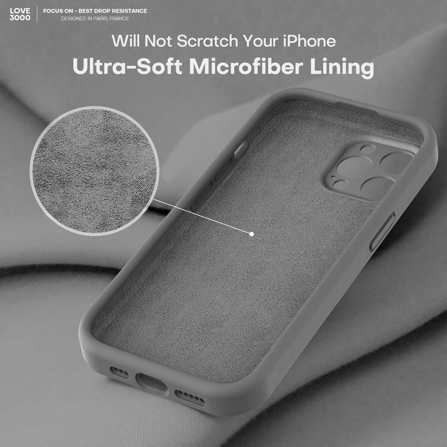 Love 3000 Designed For Iphone 13 Pro Max Case, Premium Silicone With [Soft Anti Scratch Microfiber Lining] Shockproof Protective