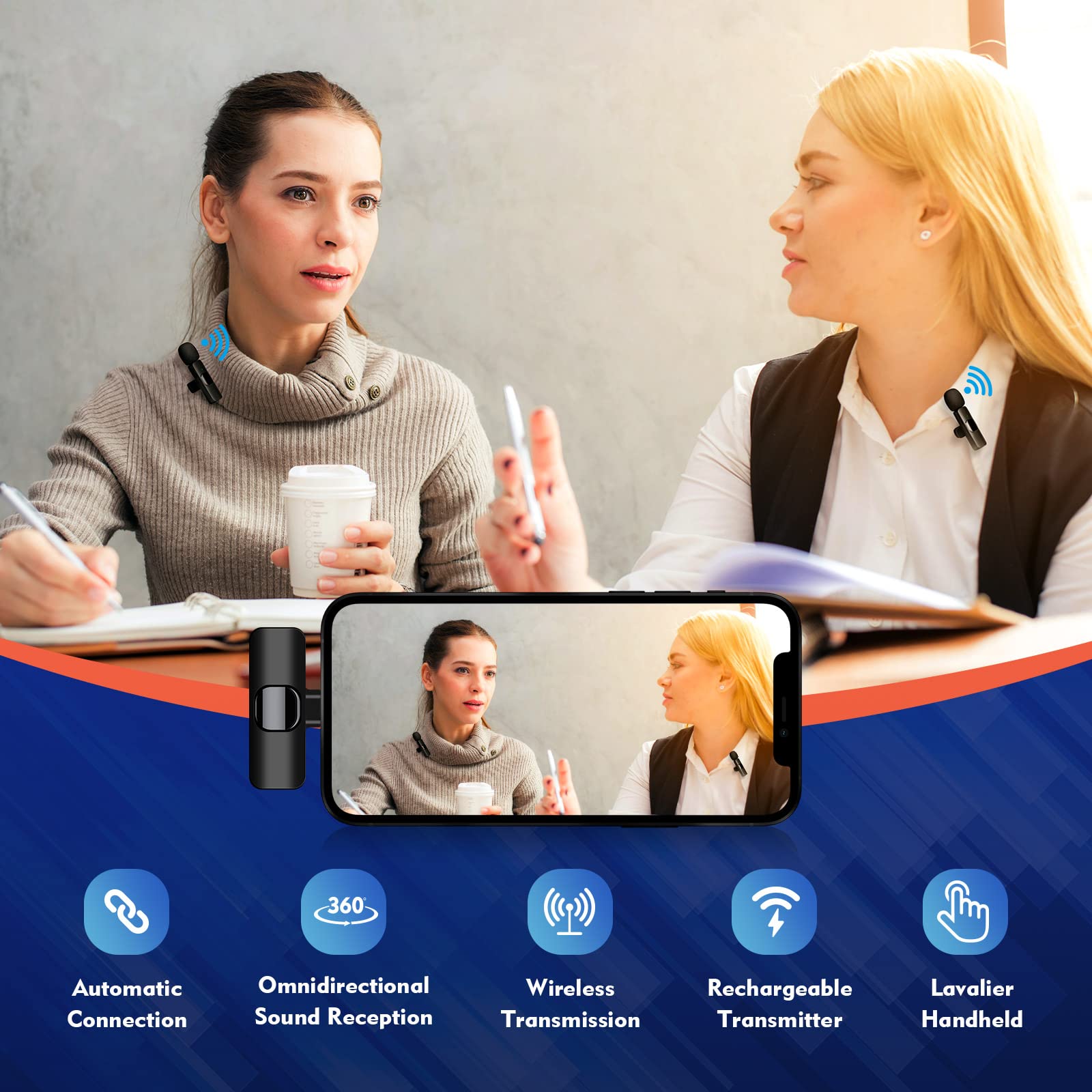 Tutglobal Usb C Mini Microphone For Iphone 15 16,Ios And Android Devices,2 Pack Wireless Lavalier Microphones + 4 Extra Windscre