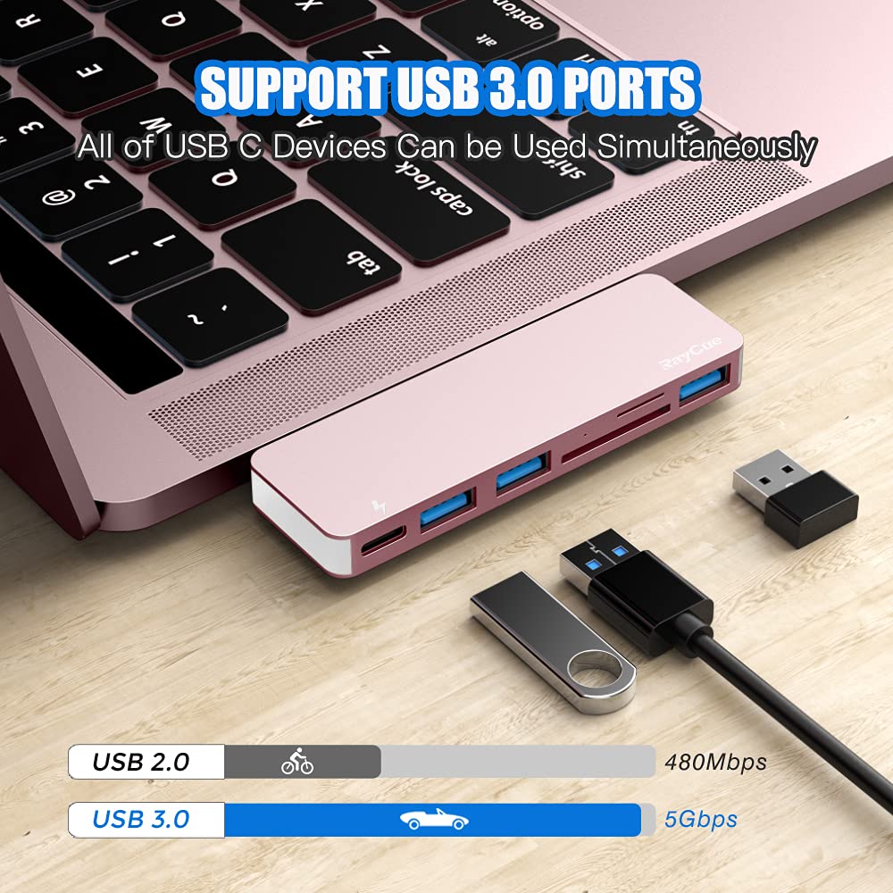 Raycue Usb C Hub Adapter For Macbook Pro/Air M1 M2 M3 2023 2016, 6 In 1 Usb C Accessories Compatible With Macbook Pro 13 And 15'
