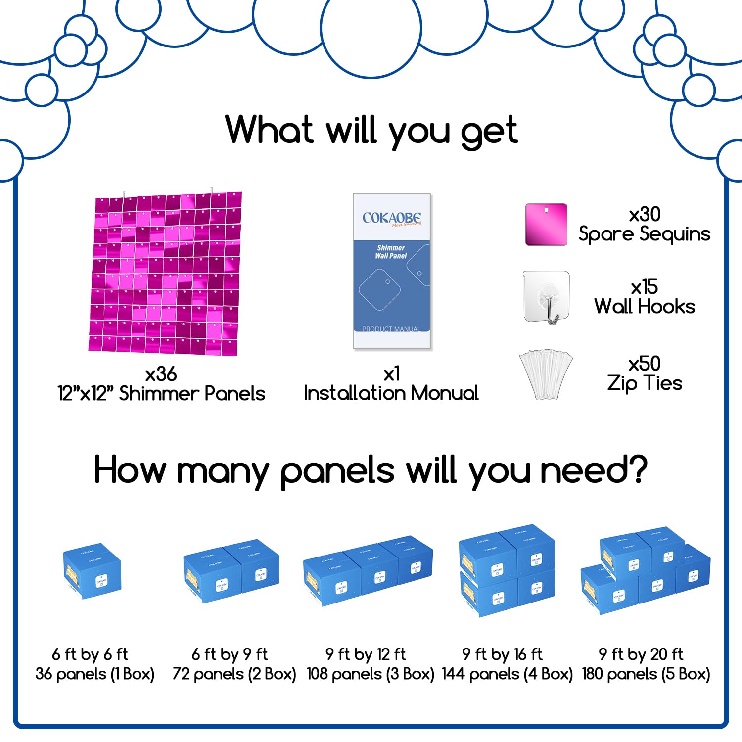 Cokaobe Hot Pink Shimmer Wall Backdrop, 36Pcs Square Sequin Shimmer Backdrop Panel, Photo Backdrops For Birthday, Anniversary, W