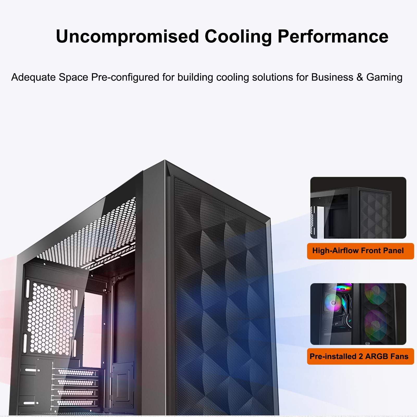 Pccooler Cps C3D310 Airflow M Atx Pc Case Mid Tower Desktop Computer Gaming Superior Case For Itx/M Atx With 2 Argb Case Fans,16