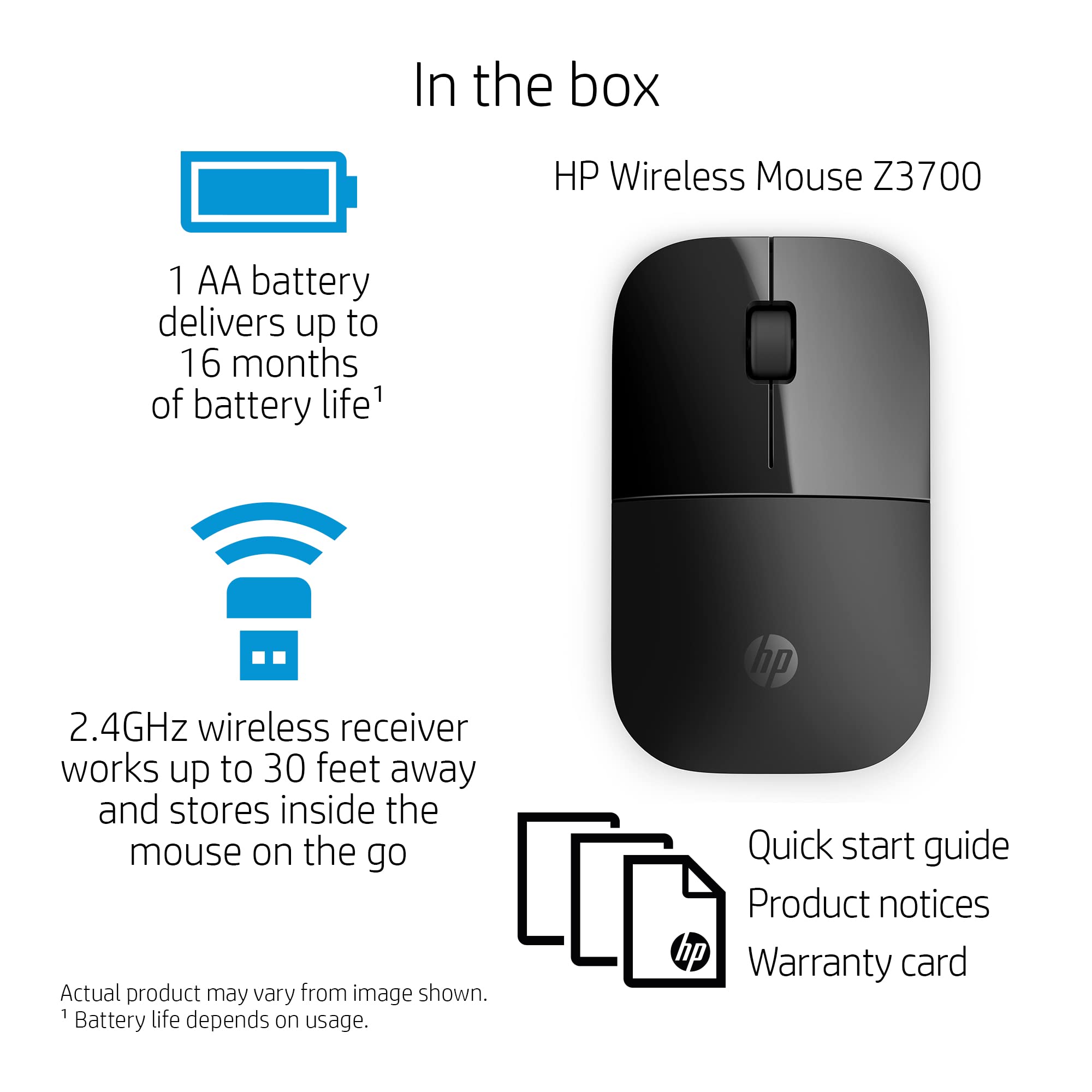 Hp Wireless Mouse Z3700, Black (V0L79Aa#Abl)