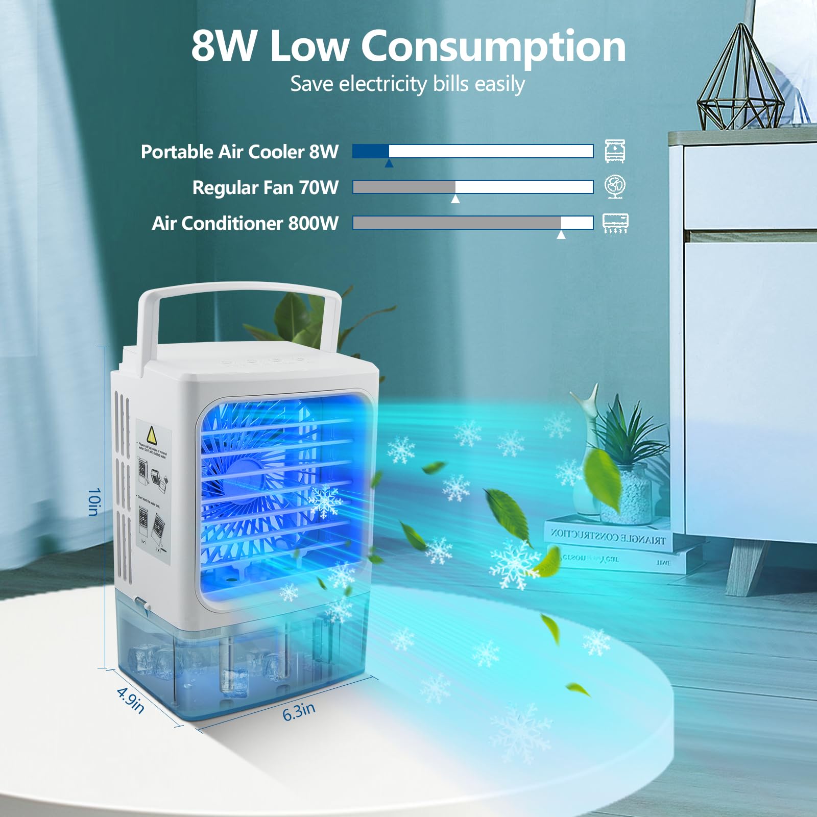 Portable Air Conditioner,3-In-1 Portable Ac Unit,3 Speeds 2 Spray Outlets,Evaporative Air Cooler,Small Air Conditioner,7 Color L