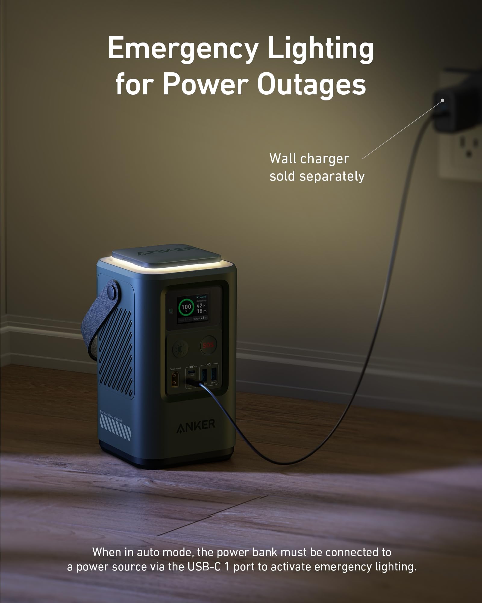 Anker Power Bank Power Station 60,000Mah,Portable Outdoor Generator 87W With Smart Digital Display, Retractable Auto Lighting An