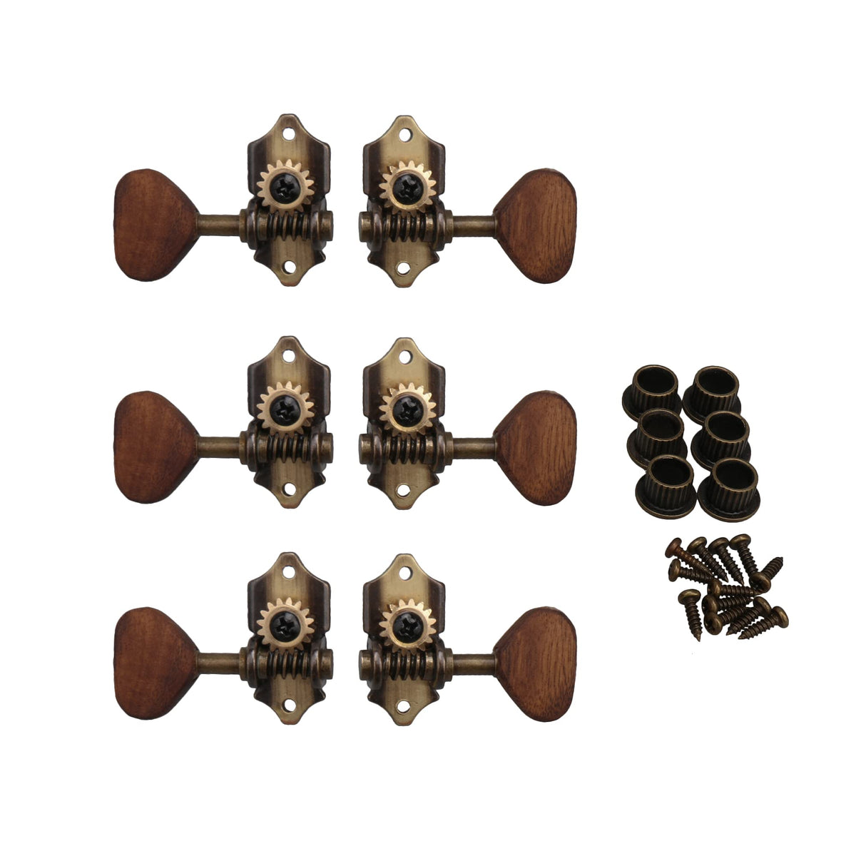 Yibuy 6X Vintage Acoustic Guitar String Tuning Pegs Guitar Tuners 3R3L Bronze Zinc Alloy