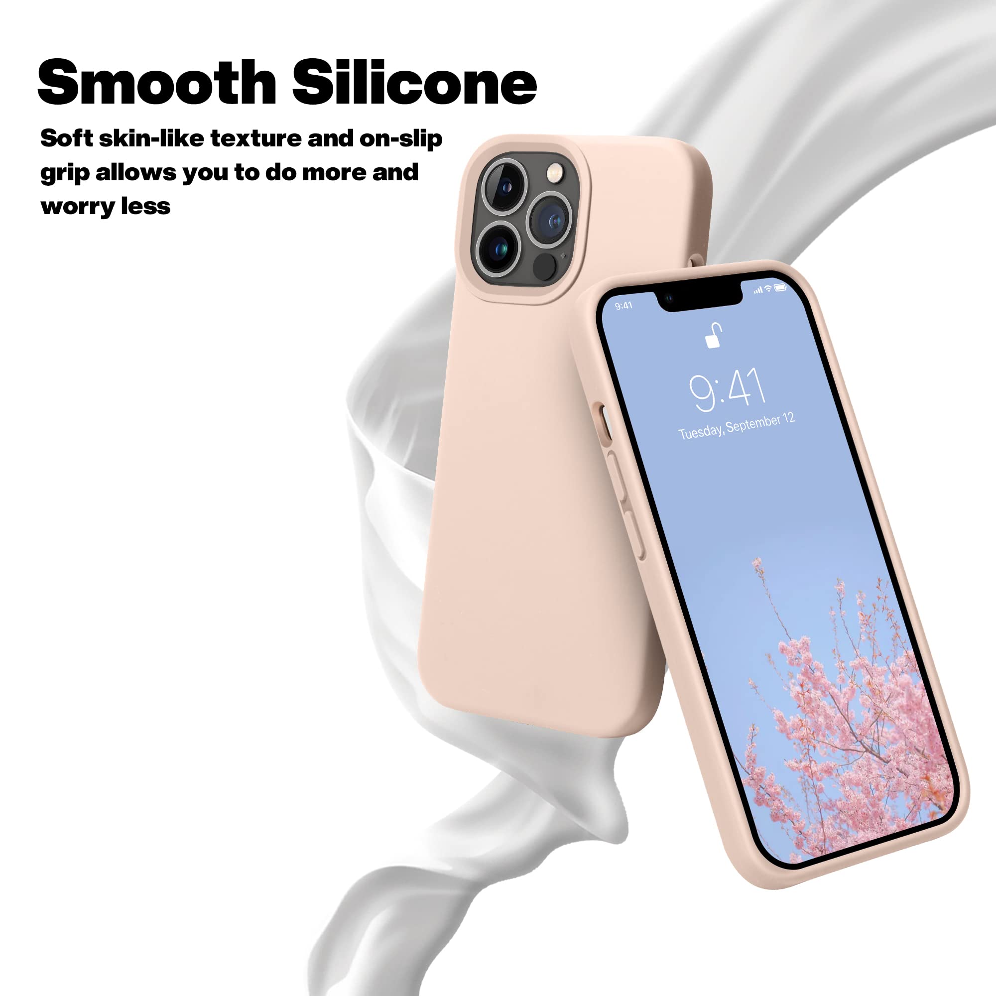 Otofly Compatible With Iphone 13 Pro Case, Liquid Silicone Slim Protective Shockproof Phone Case Cover With Anti Scratch Microfi